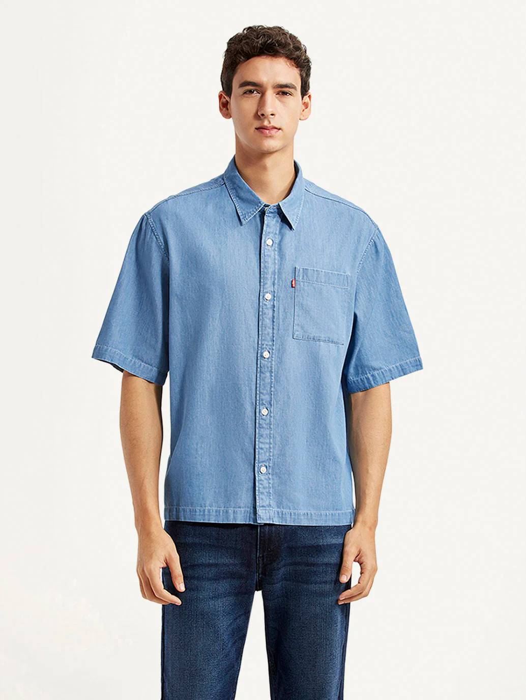 Men's Solid Indigo Boxy Shirt - Image 2