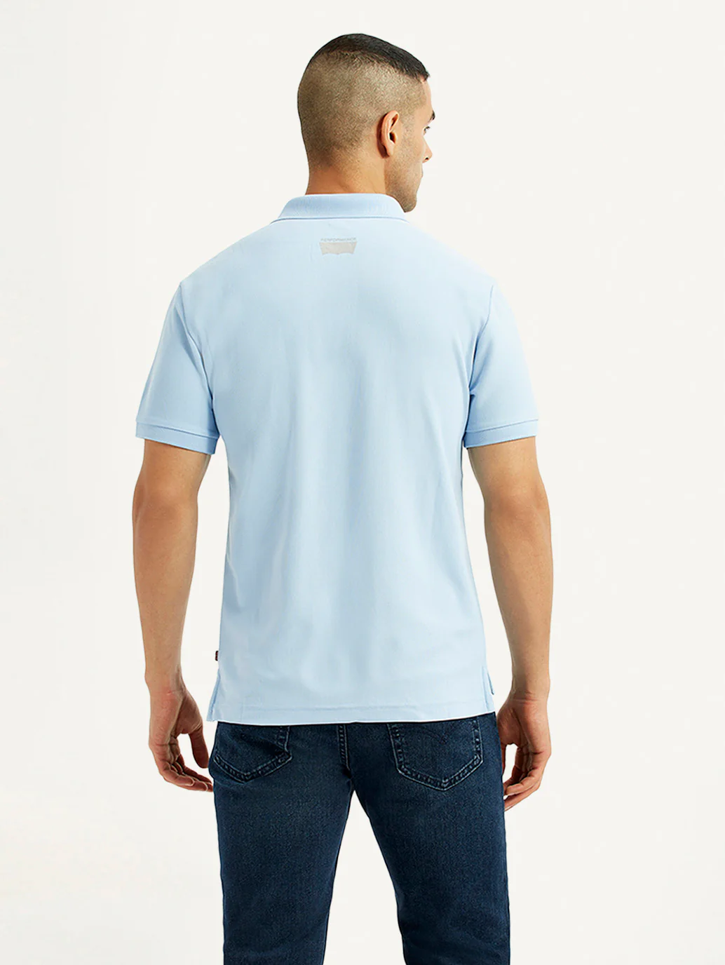 Men's Solid Light Blue Polo T-Shirt - Image 2