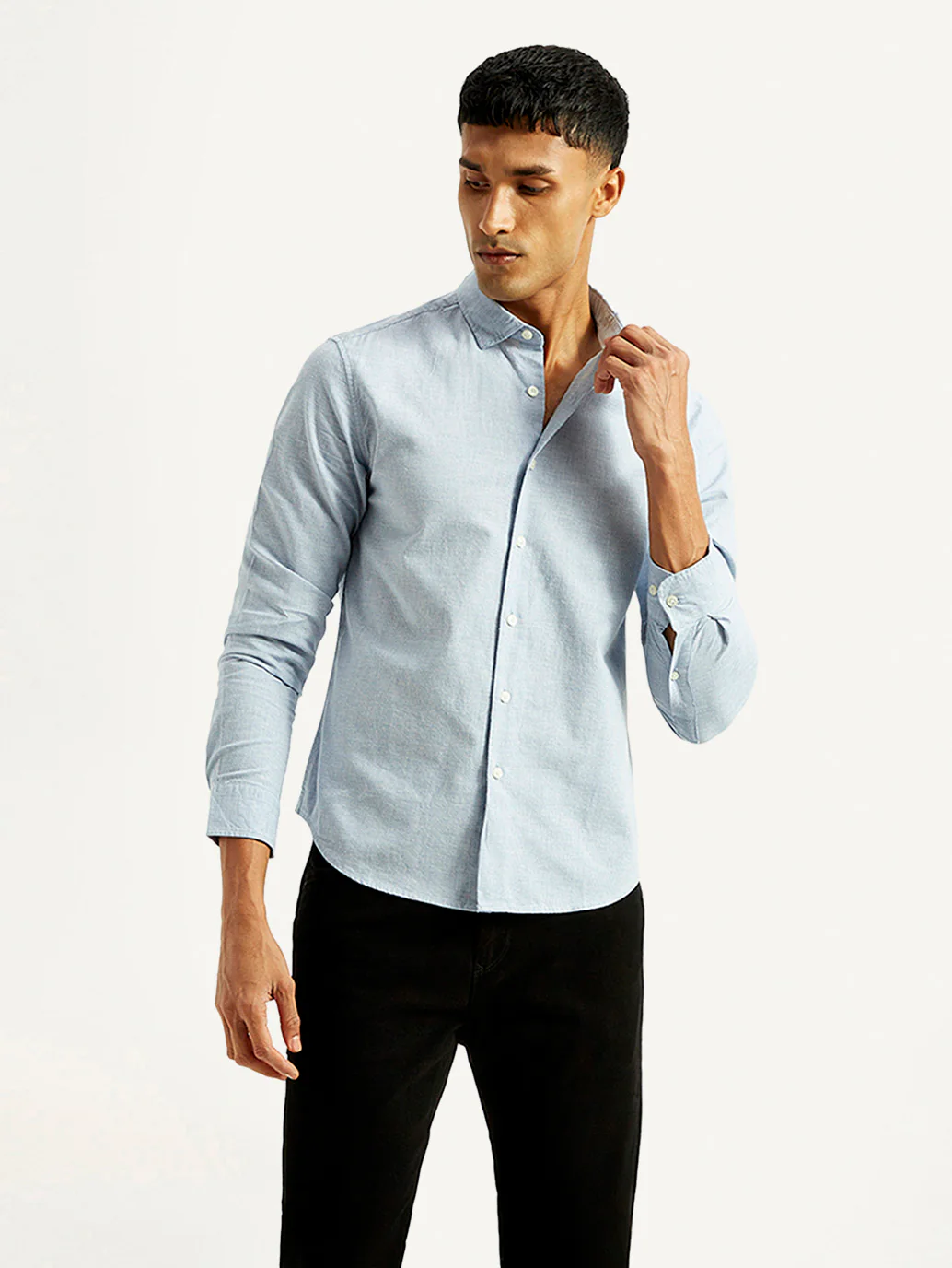 Men's Redloop Checkered Light Blue Slim Fit Shirt - Image 6
