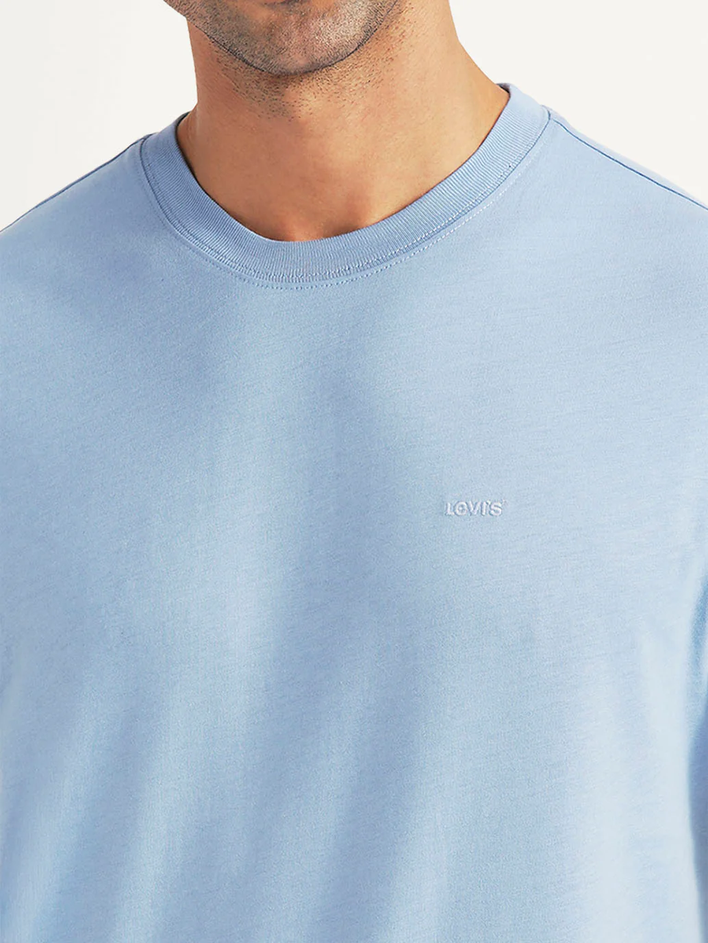 Men's Solid Light Blue Slim Fit T-shirt - Image 4