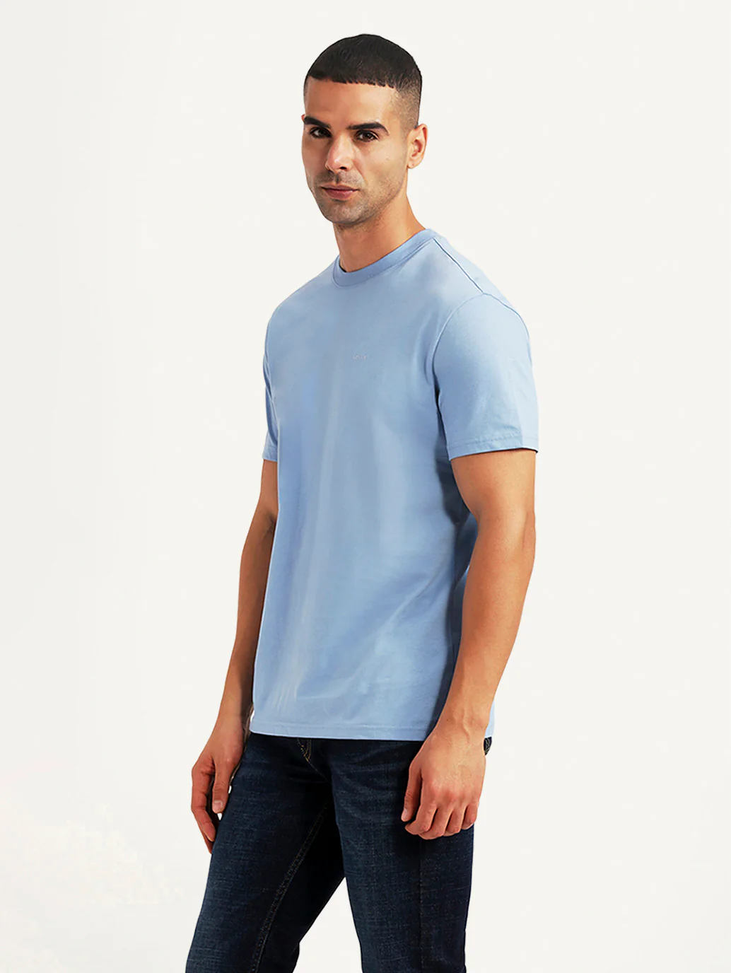 Men's Solid Light Blue Slim Fit T-shirt - Image 5