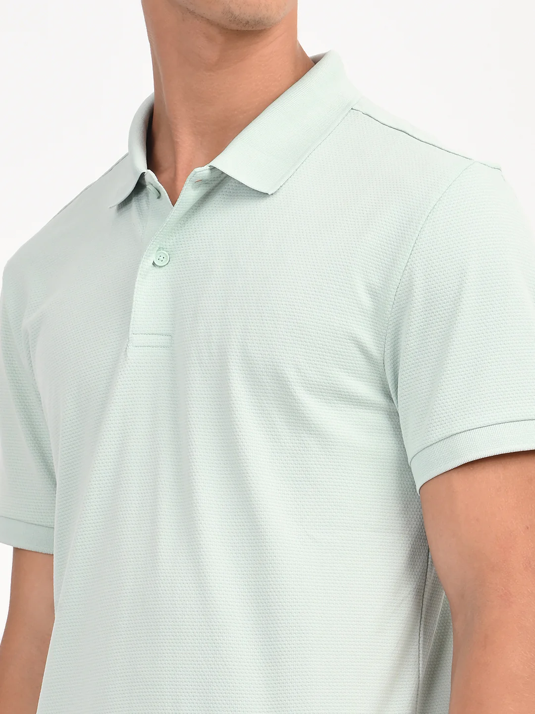 Men's Solid Light Green Polo T-Shirt - Image 3