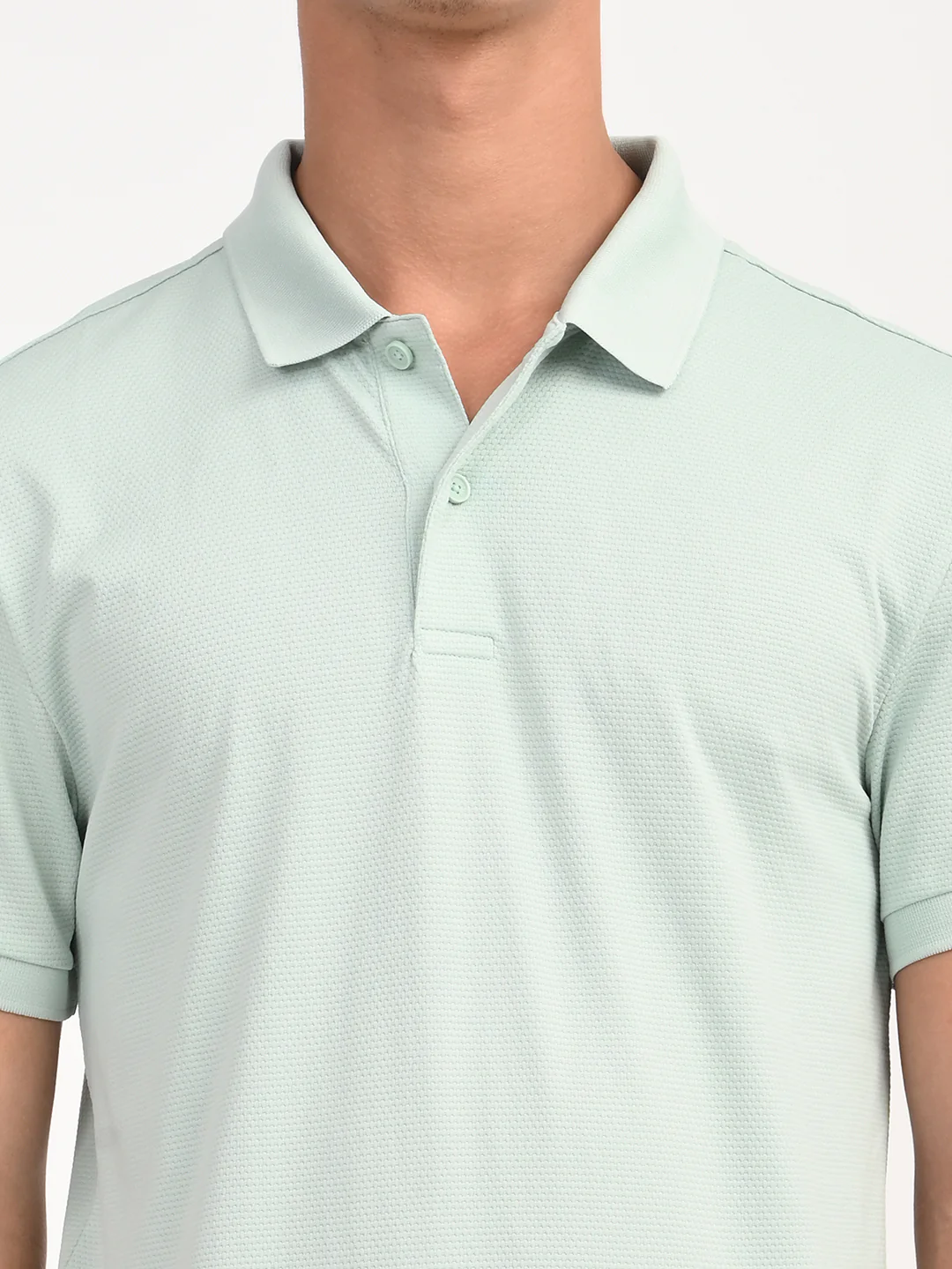 Men's Solid Light Green Polo T-Shirt - Image 4