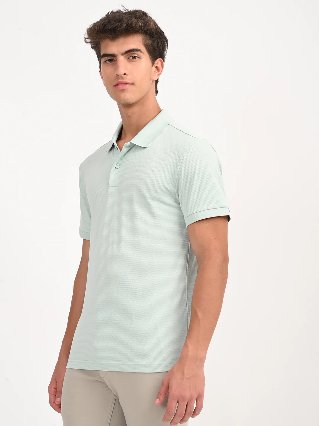 Men's Solid Light Green Polo T-Shirt - Image 5
