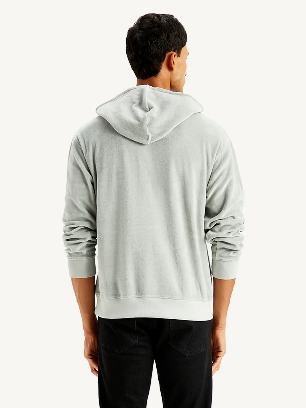 Men's Solid Light-Grey Hooded Sweatshirt - Image 3