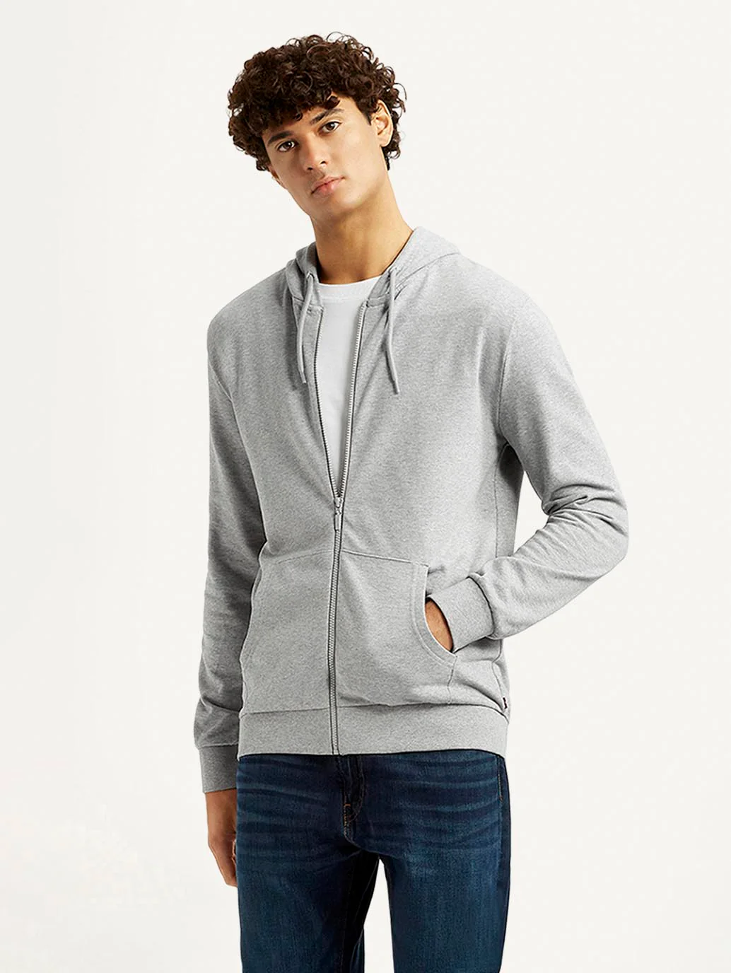 Men's Solid Light Grey Hooded Sweatshirt