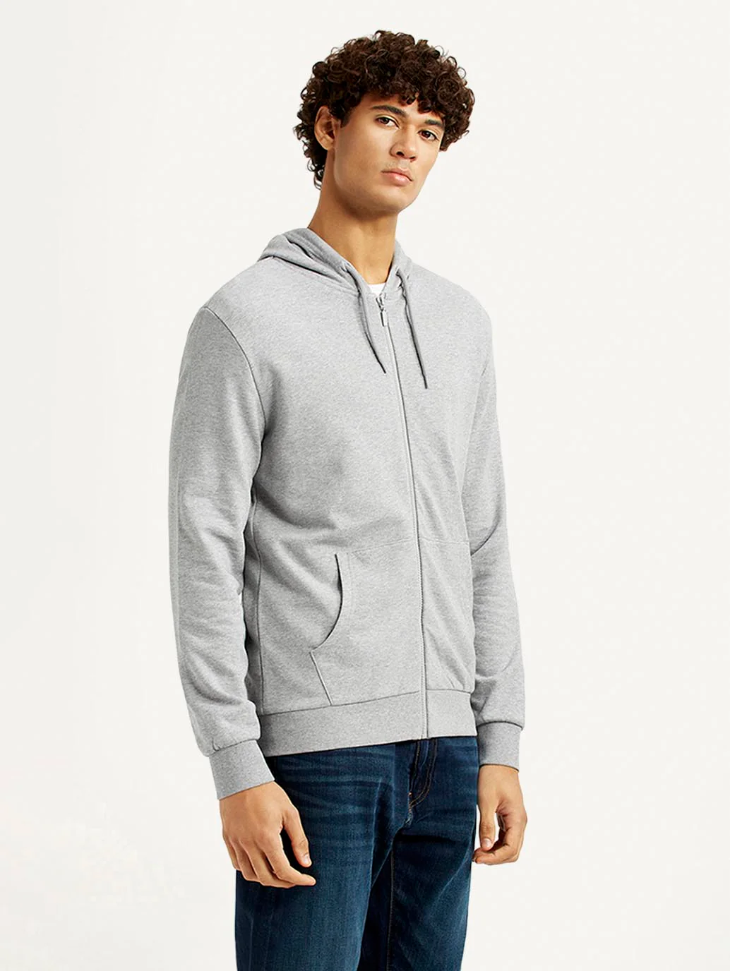 Men's Solid Light Grey Hooded Sweatshirt - Image 5
