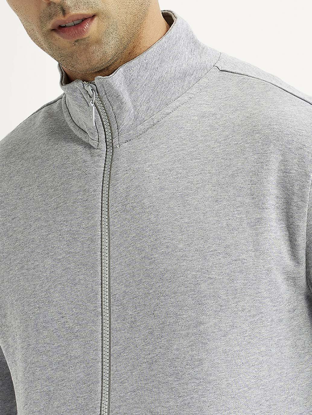 Men's Solid Light Grey Hooded Sweatshirt - Image 4