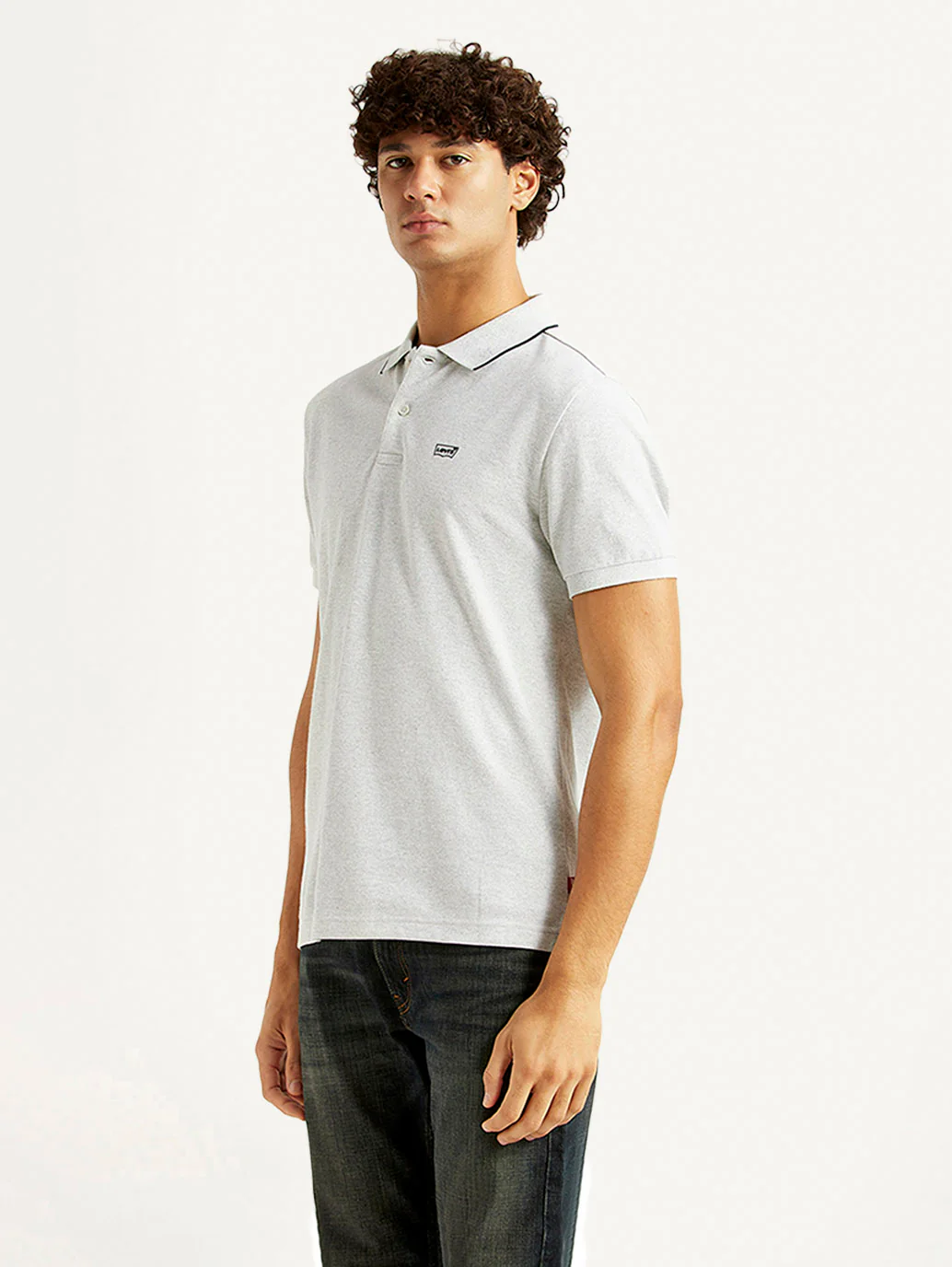 Men's Solid Light Grey Slim Fit Polo T-shirt - Image 5