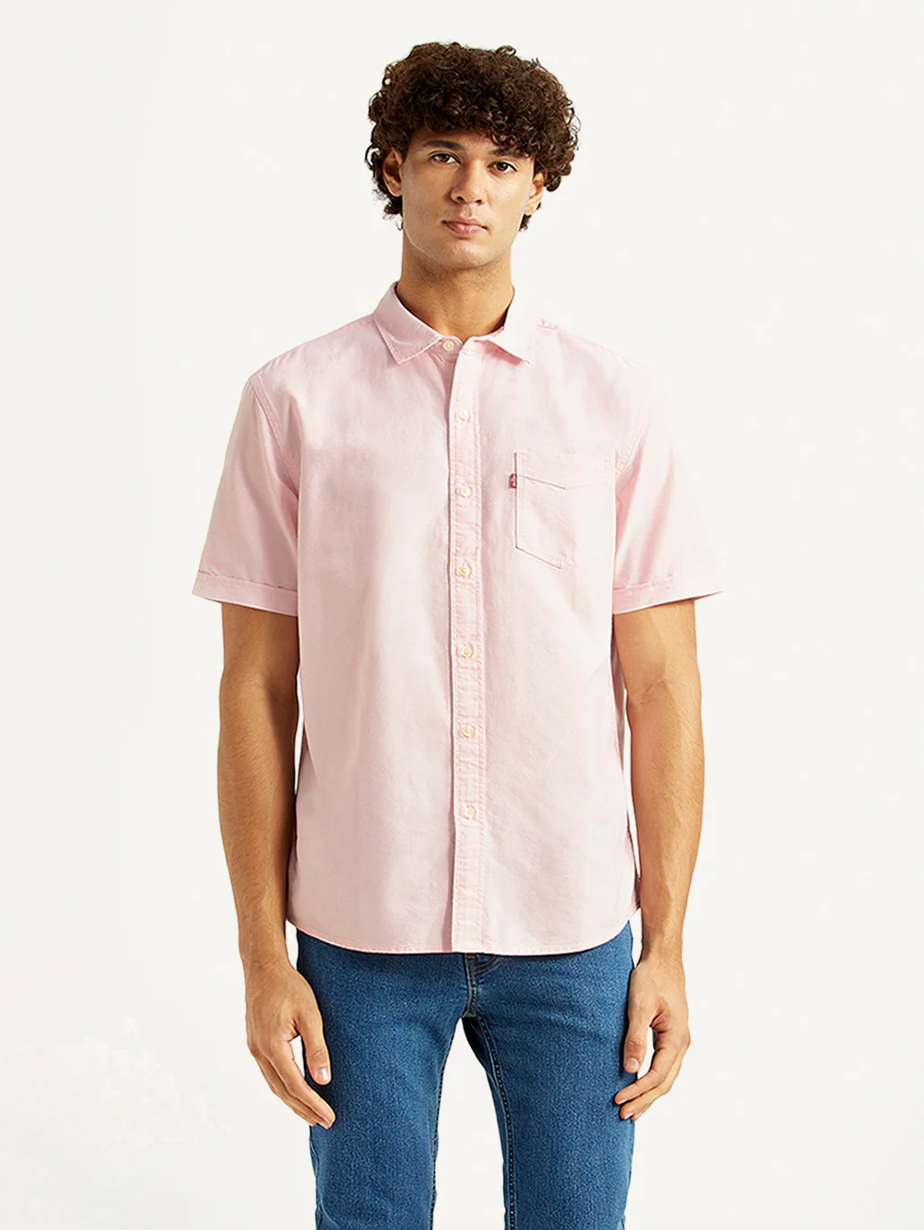 Men's Solid Light Pink Slim Fit Oxford Shirt - Image 2