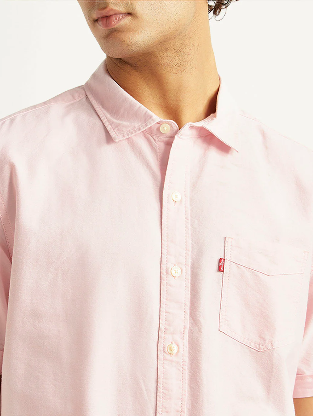Men's Solid Light Pink Slim Fit Oxford Shirt - Image 4