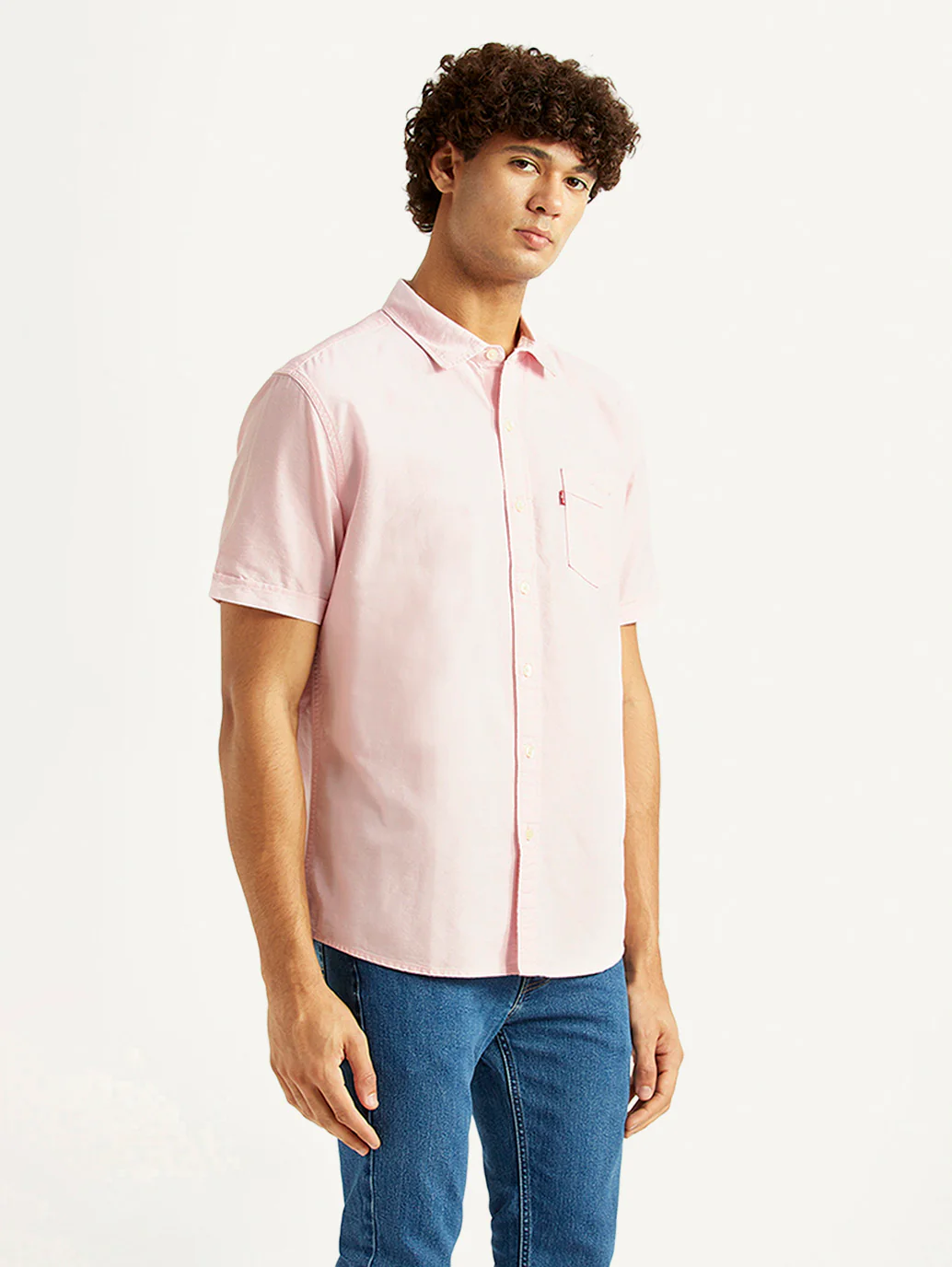 Men's Solid Light Pink Slim Fit Oxford Shirt - Image 5