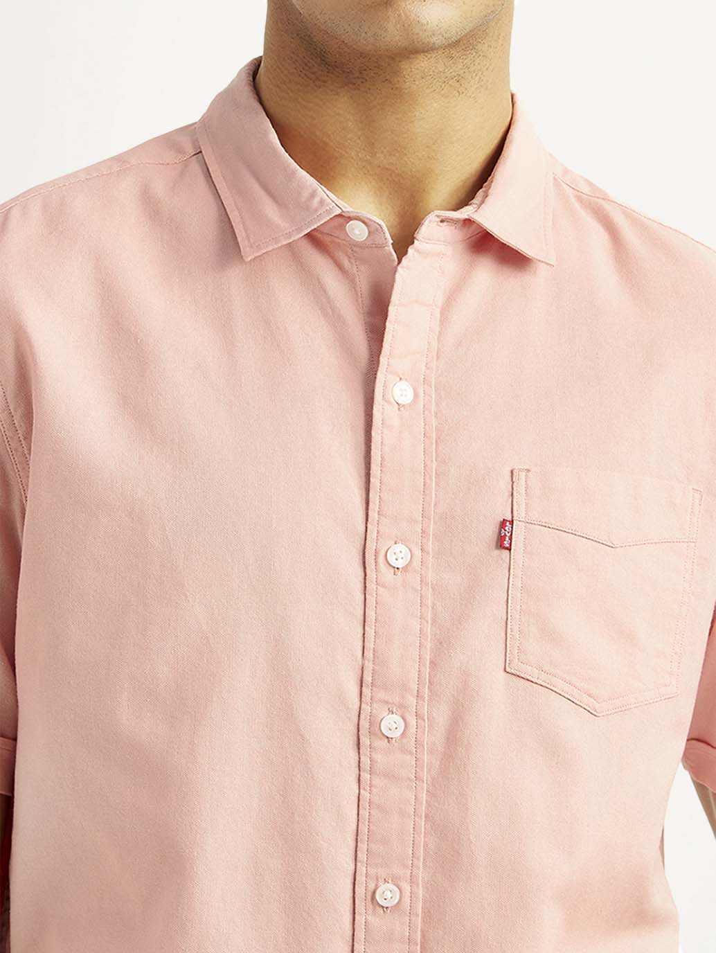 Men's Solid Light Pink Slim Fit Oxford Shirt - Image 4