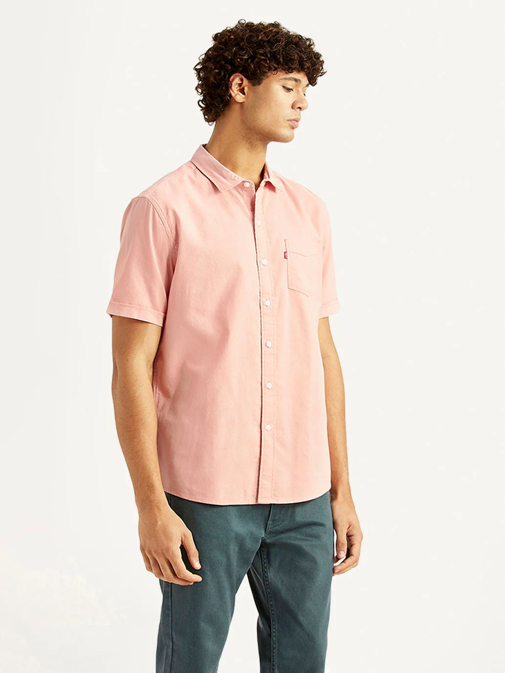 Men's Solid Light Pink Slim Fit Oxford Shirt - Image 5