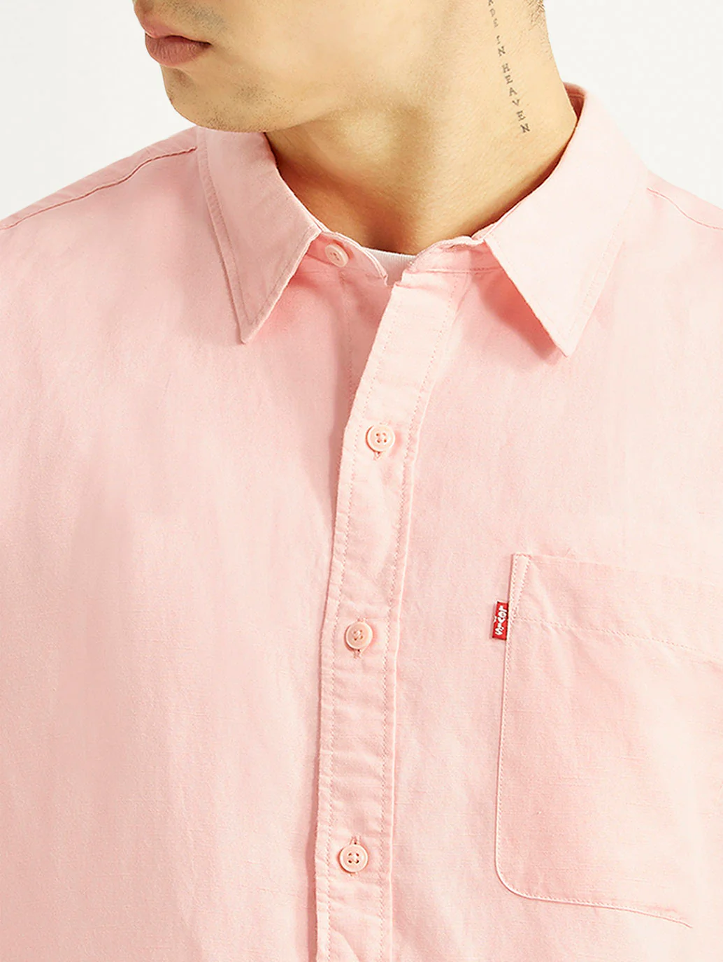 Men's Solid Light-Pink Slim Fit Linen Shirt - Image 4