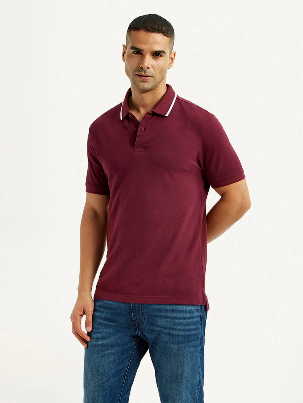 Men's Solid Maroon Polo T-Shirt - Image 5