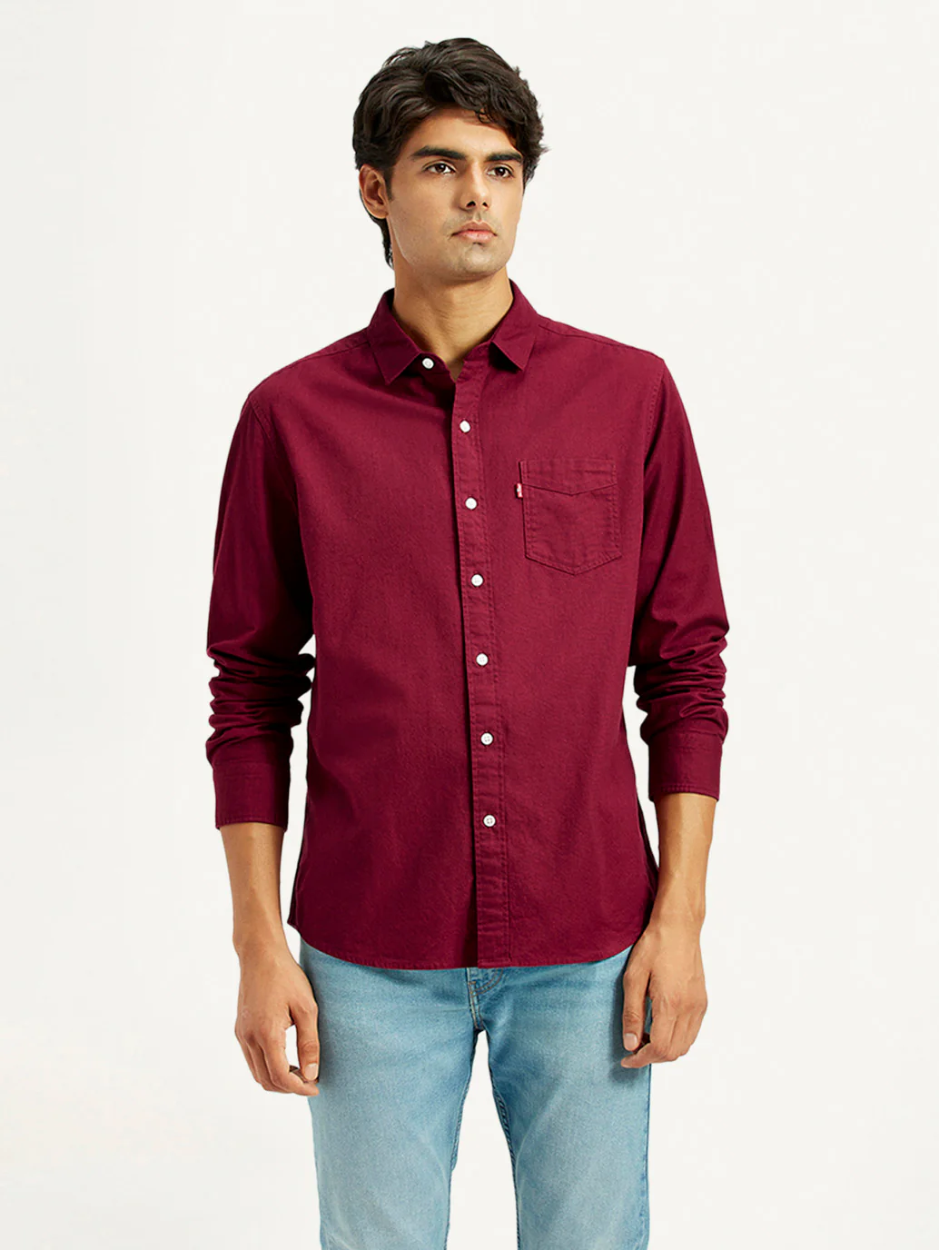 Men's Solid Maroon Slim Fit Shirt - Image 2