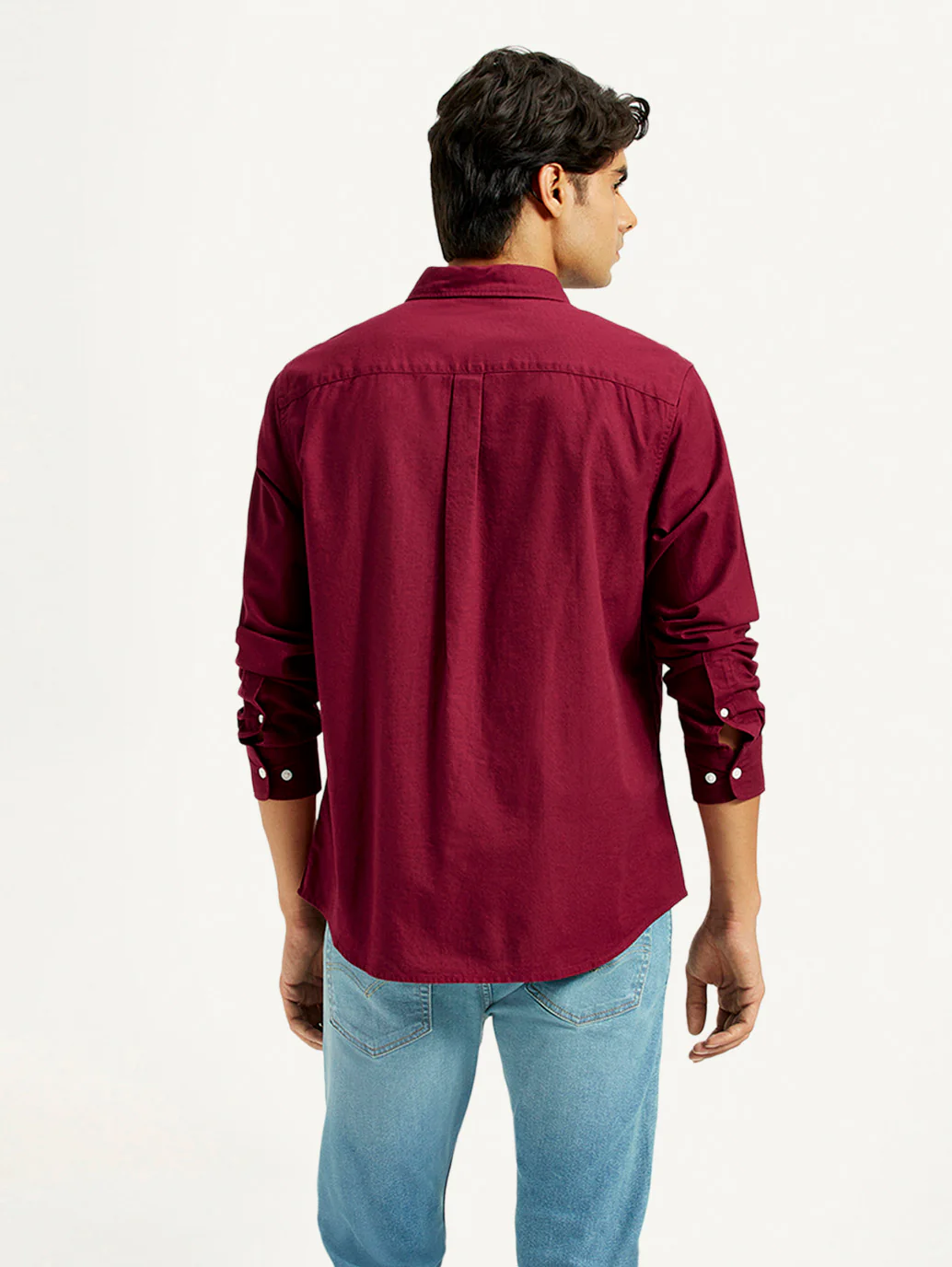 Men's Solid Maroon Slim Fit Shirt - Image 3