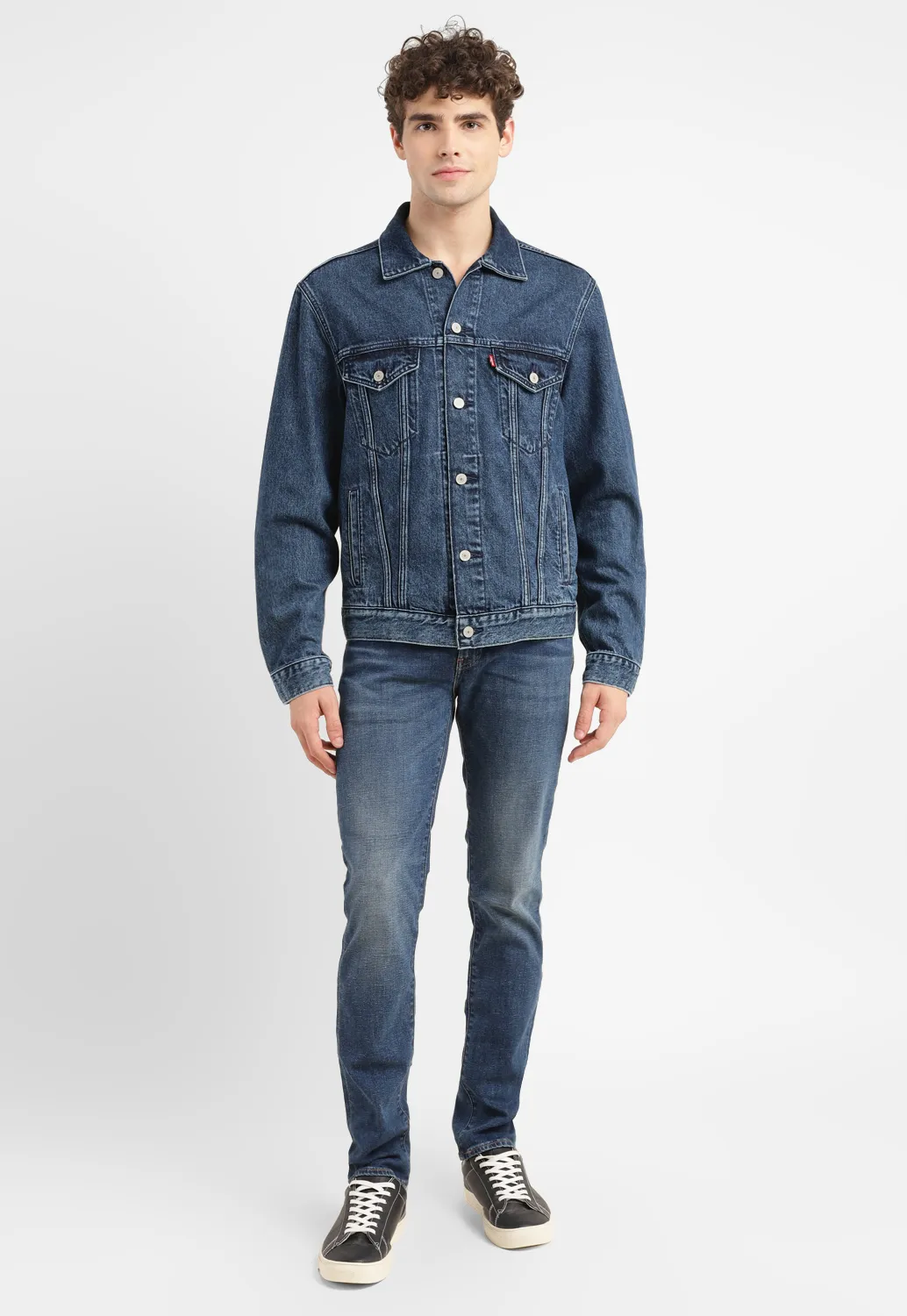 Men's Solid Spread Collar Denim Jacket - Image 3