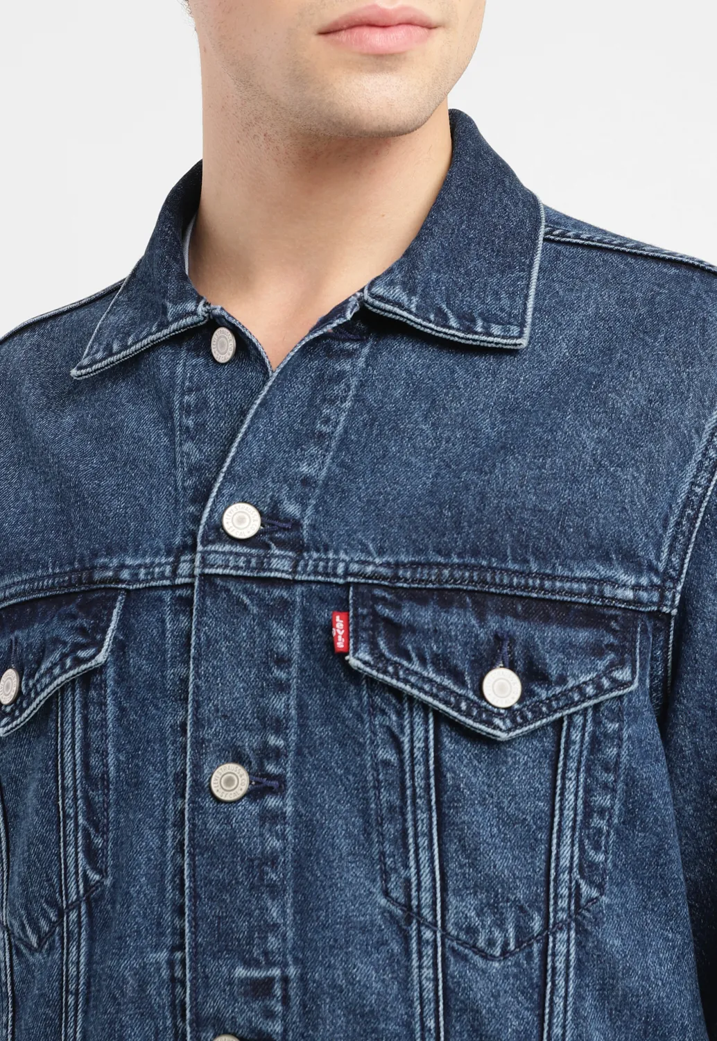 Men's Solid Spread Collar Denim Jacket - Image 6