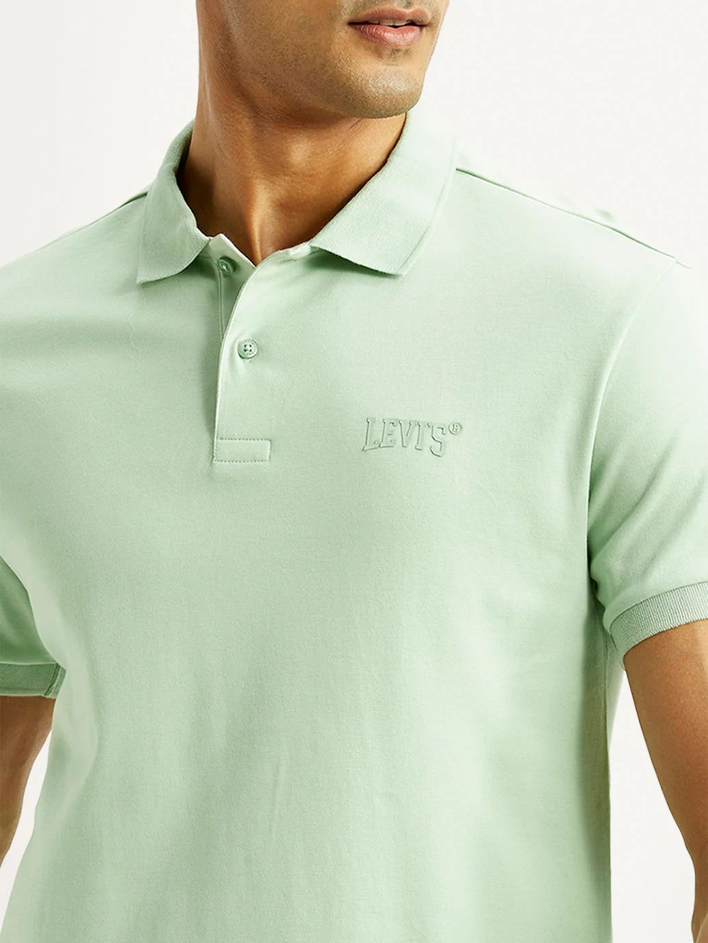 Men's Solid Green Slim Fit Polo T-shirt - Image 4