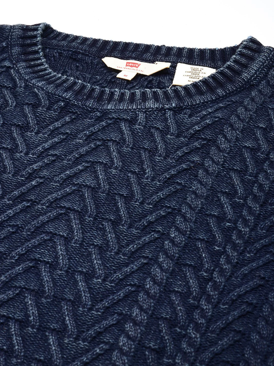 Men's Solid Navy Crew Neck Sweater - Image 3