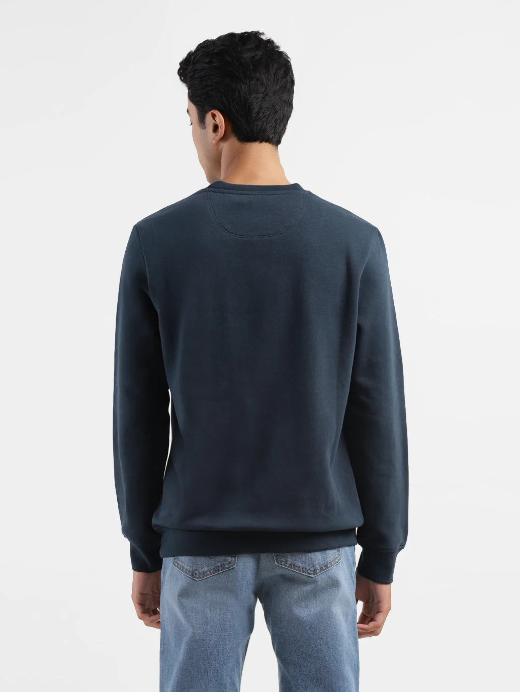 Men's Solid Navy Crew Neck Sweatshirt - Image 3
