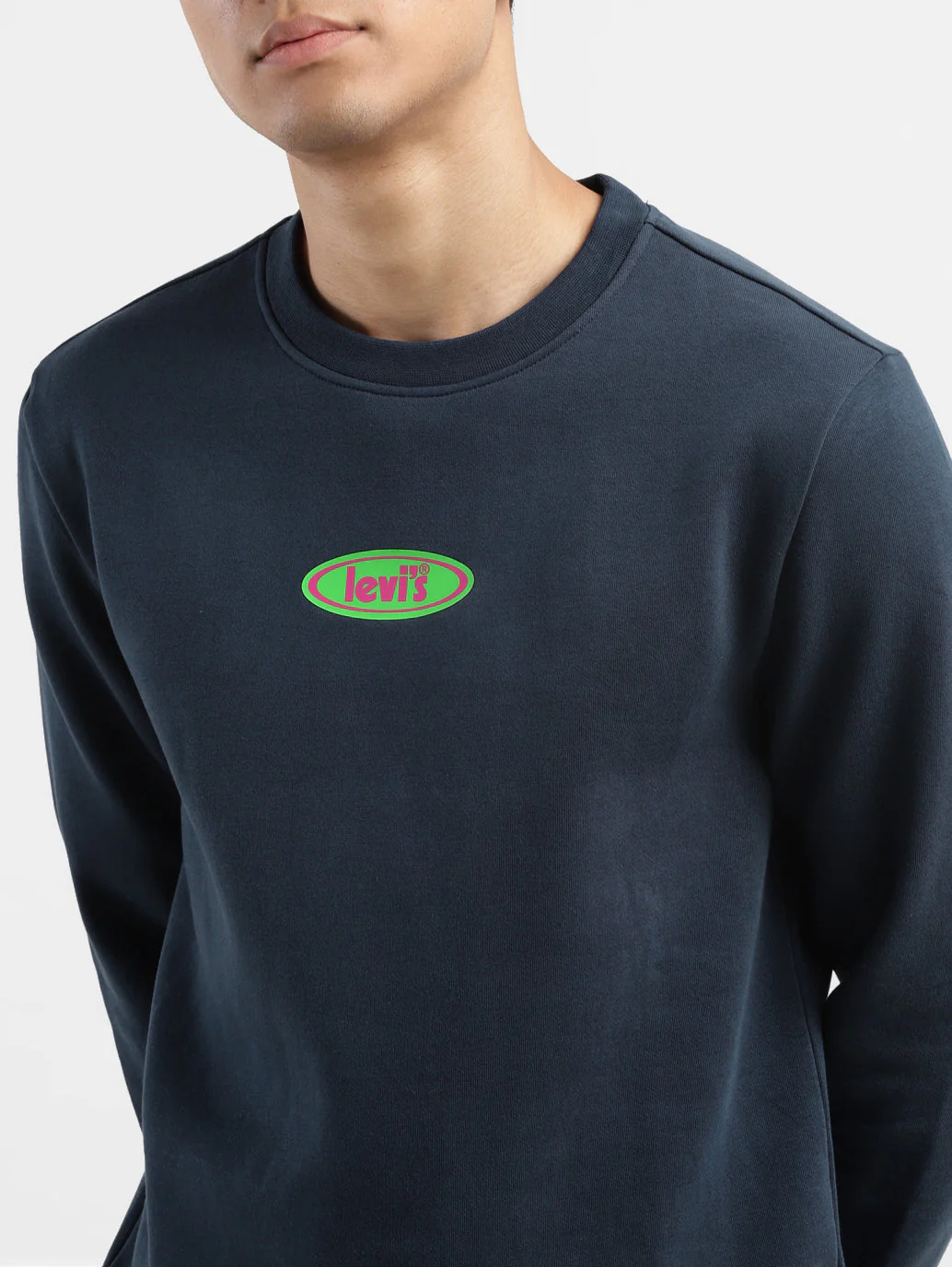 Men's Solid Navy Crew Neck Sweatshirt - Image 5
