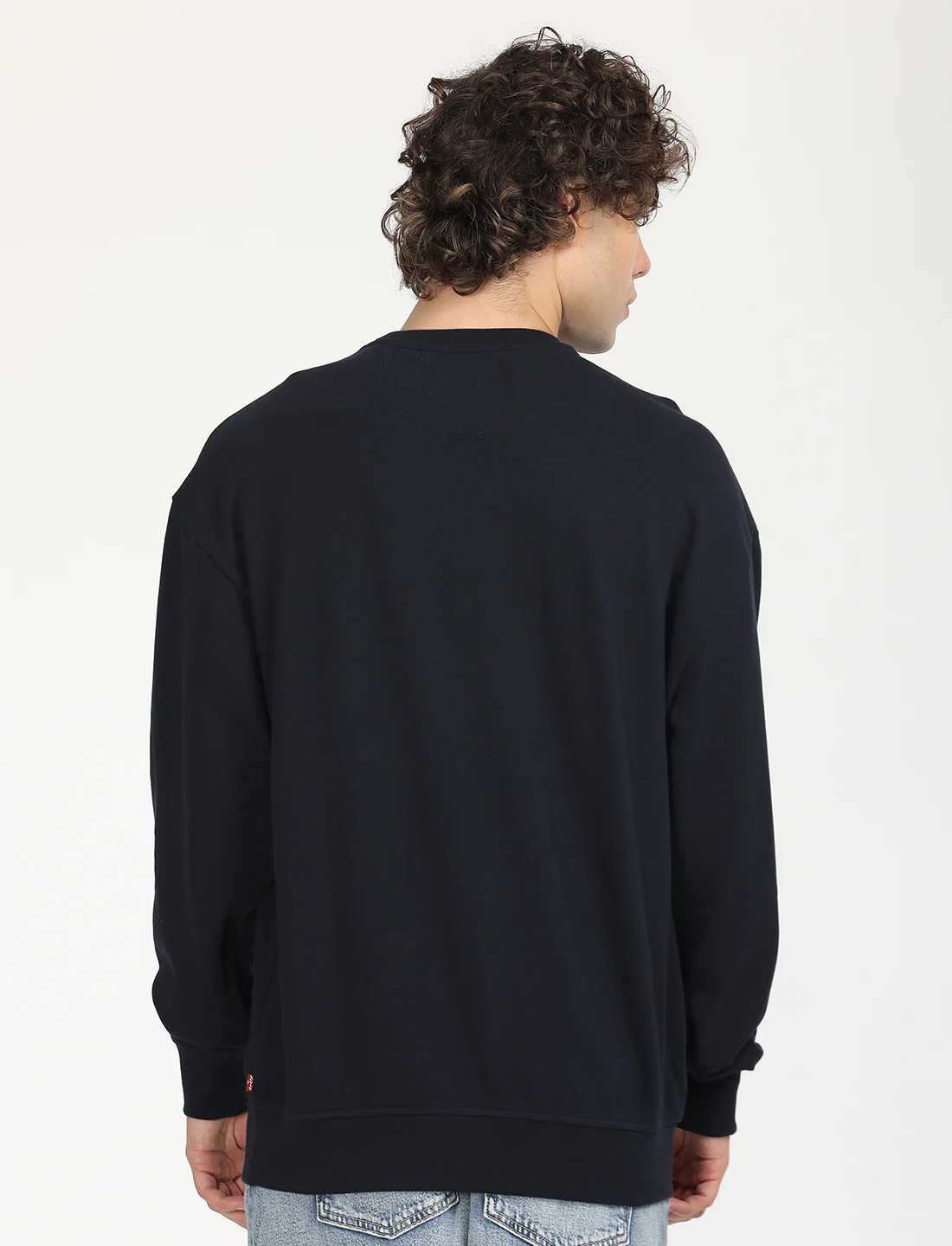 Men's Solid Navy Crew Neck Sweatshirt - Image 3