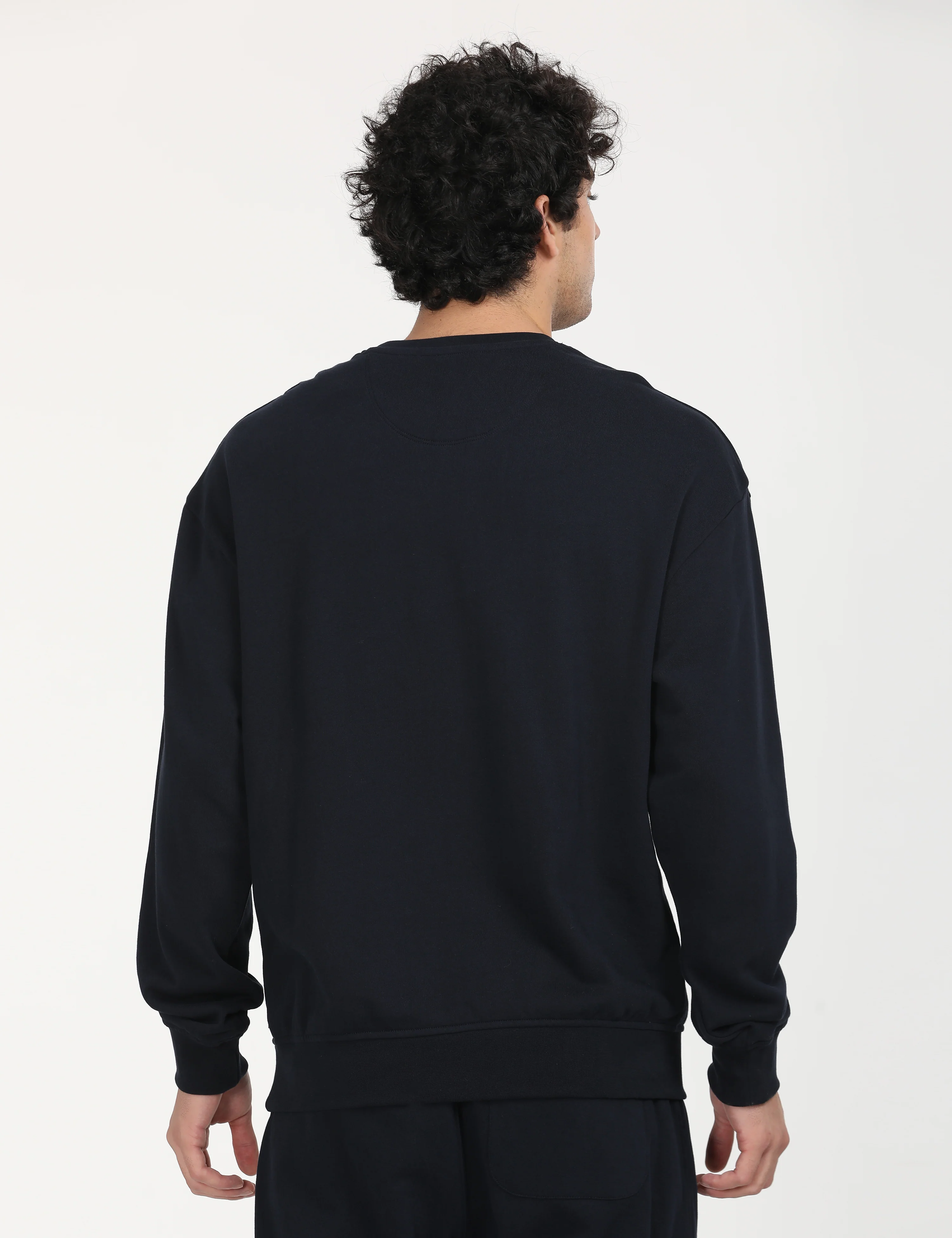 Men's Solid Navy Crew Neck Sweatshirt - Image 2