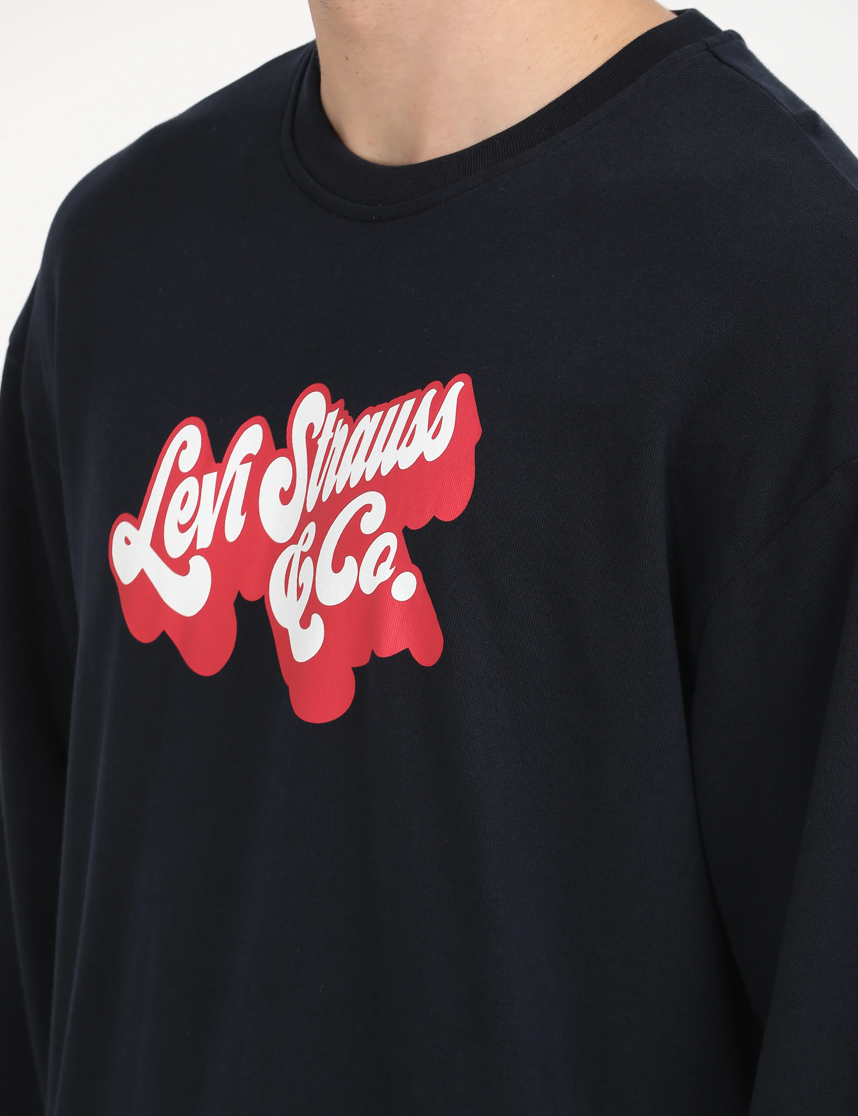 Men's Solid Navy Crew Neck Sweatshirt - Image 4