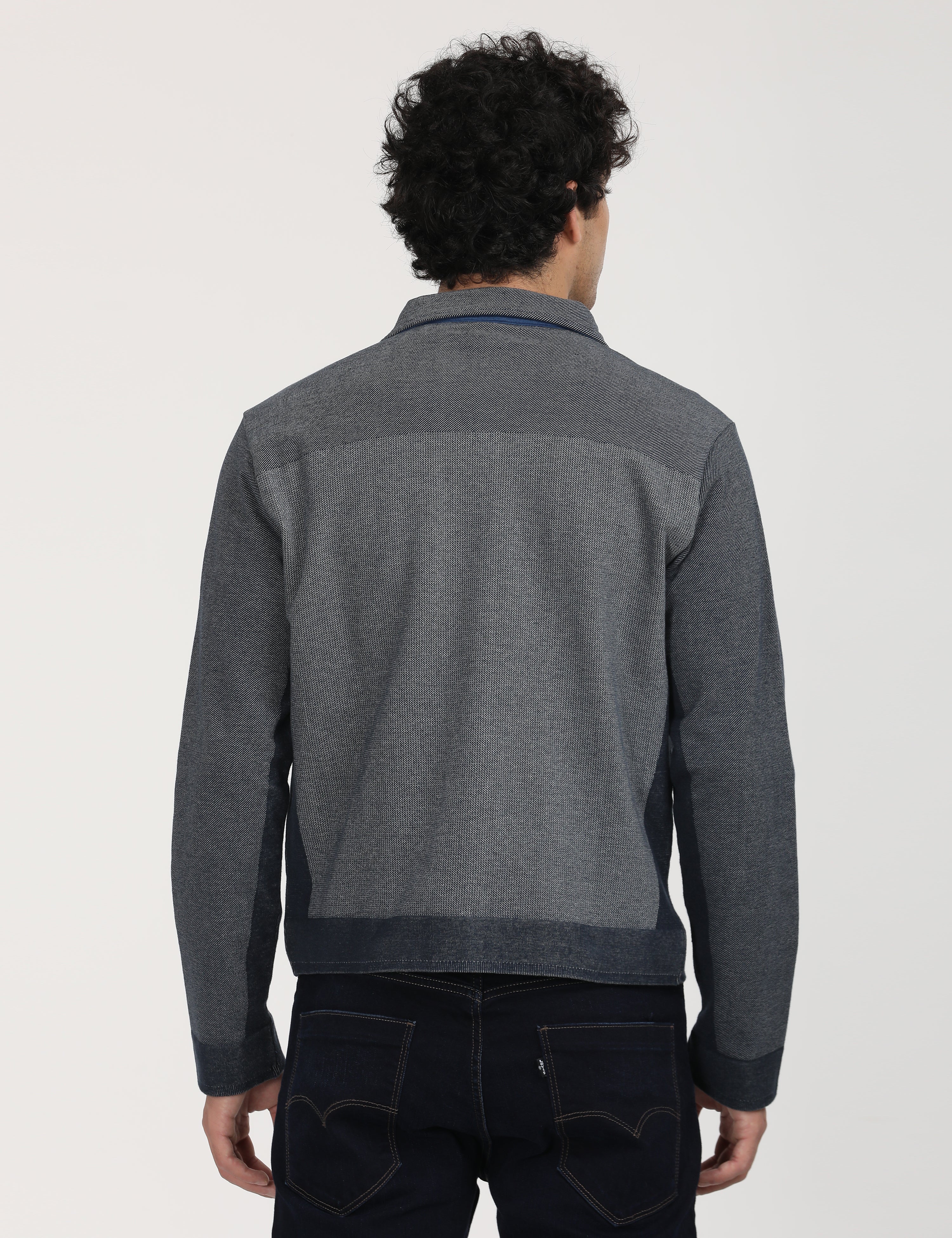 Men's Spread Collar Colorblock Jacket - Image 3