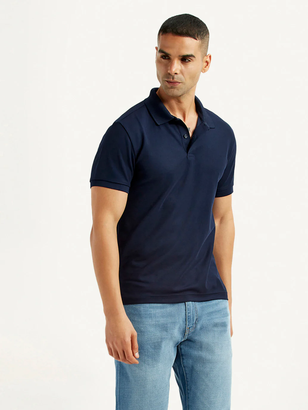 Men's Solid Navy Blue Polo T-Shirt - Image 5