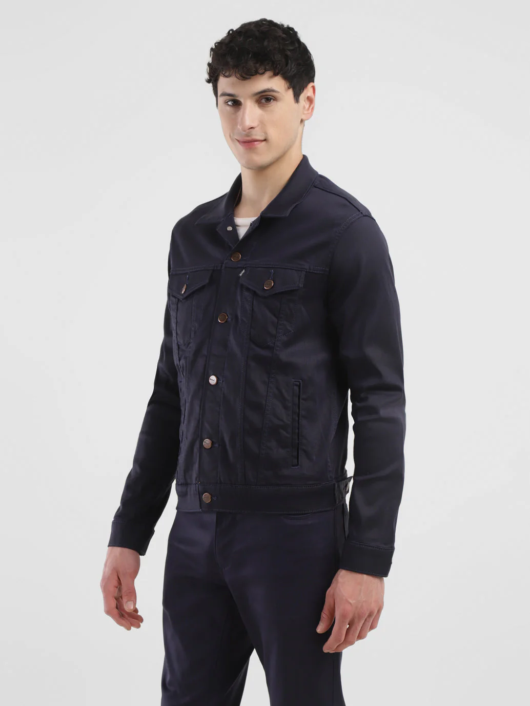 Men's Redloop Solid Navy Spread Collar Jackets - Image 4
