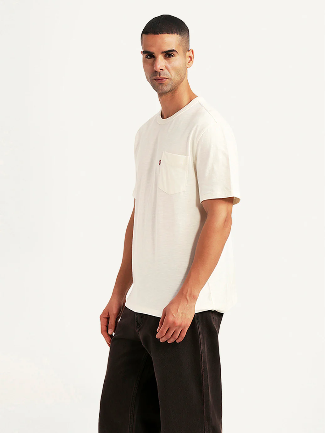 Men's Solid Off White Slim Fit T-shirt - Image 4