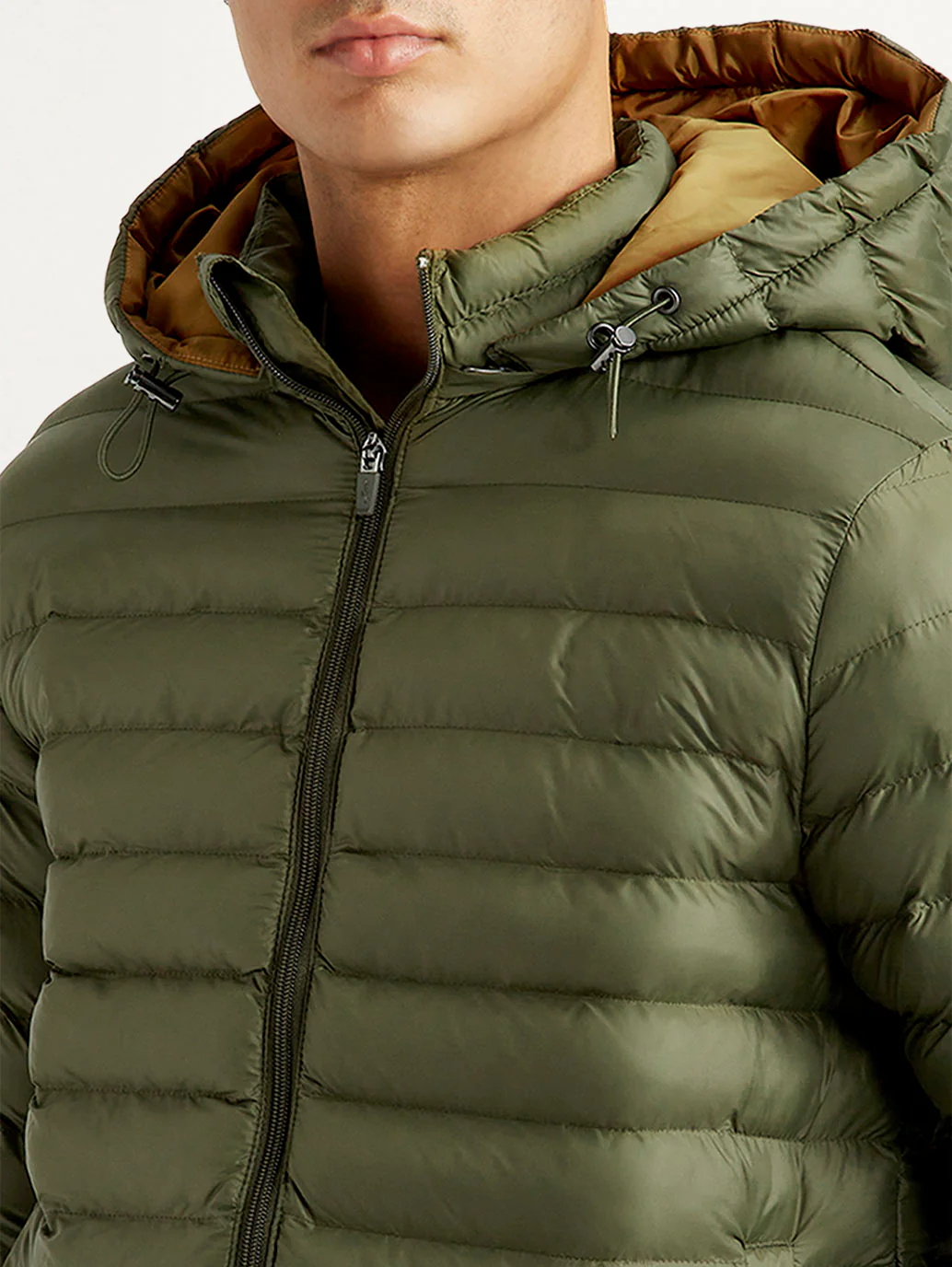 Men's Solid Olive Puffer Jacket - Image 5