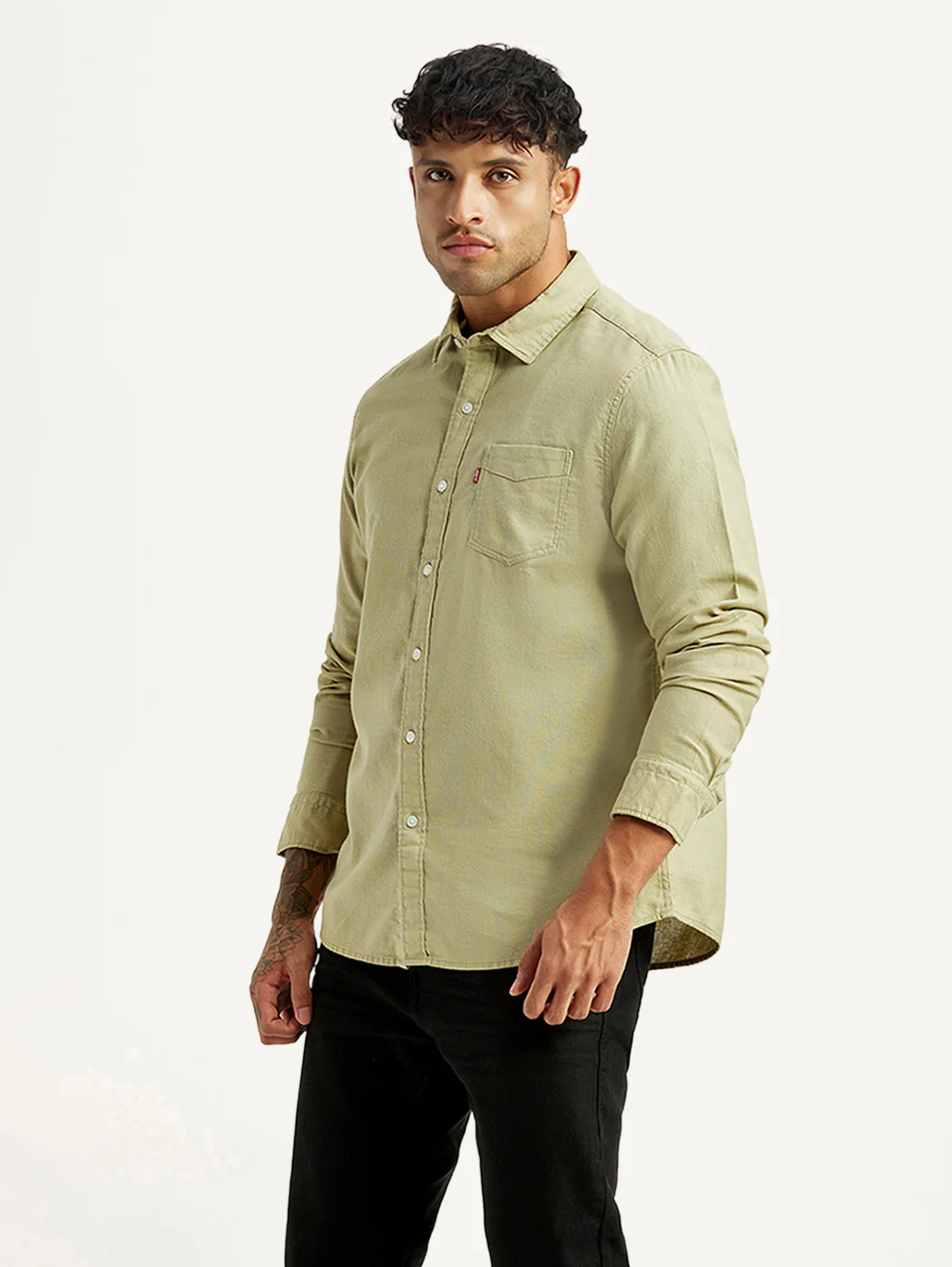 Men's Solid Green Slim Fit Oxford Shirt - Image 4