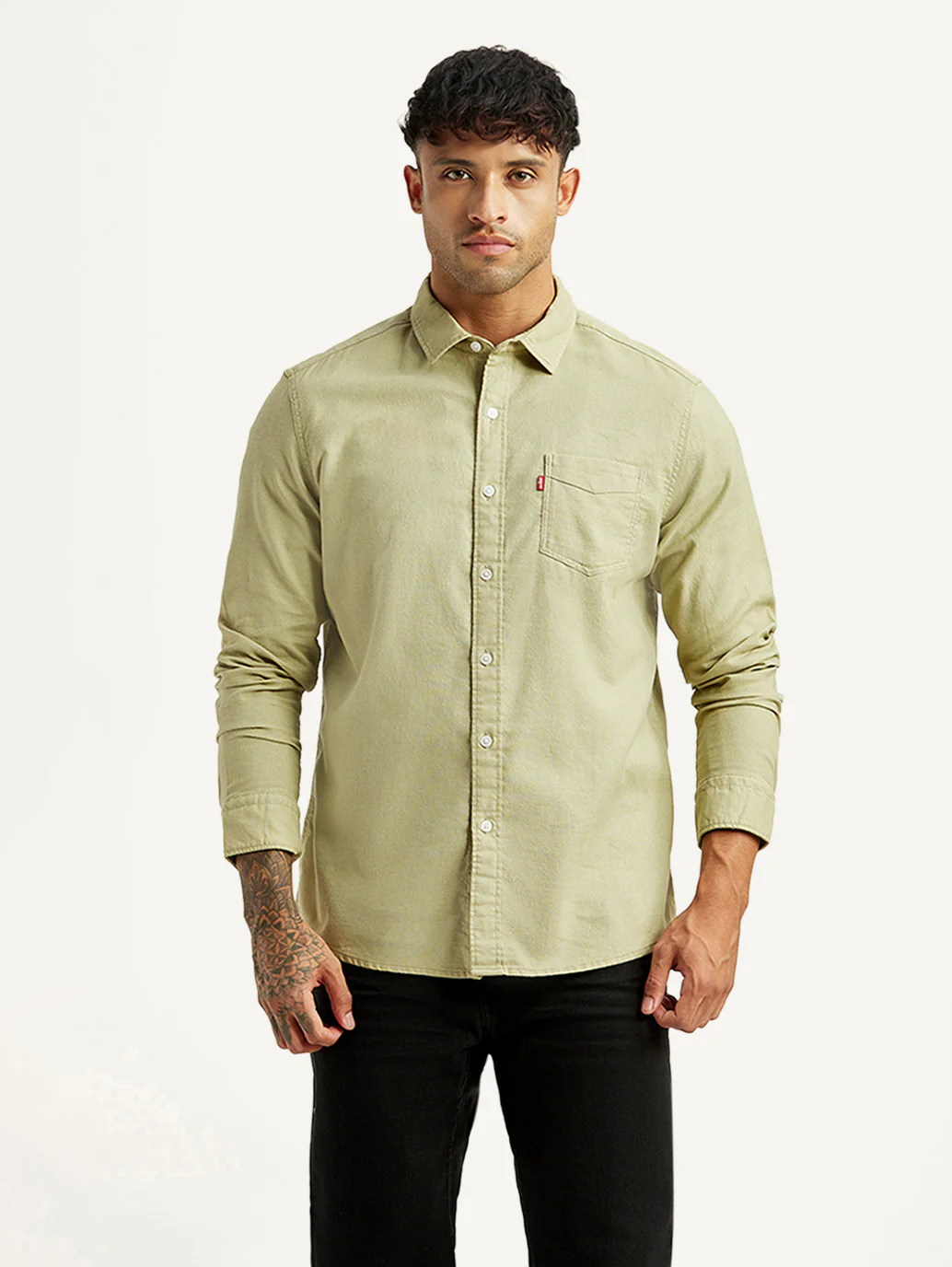 Men's Solid Green Slim Fit Oxford Shirt - Image 5