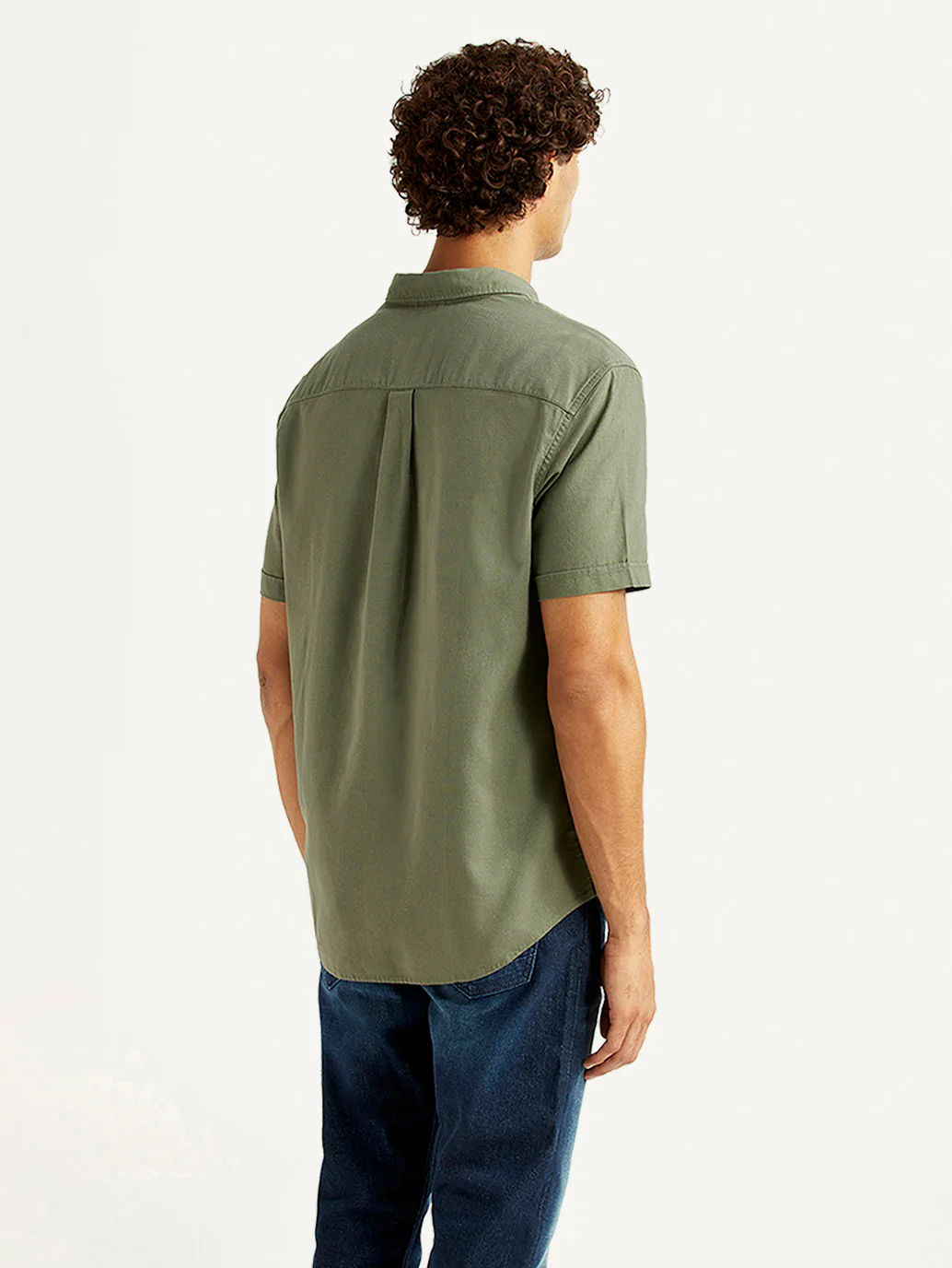 Men's Solid Olive Slim Fit Oxford Shirt - Image 2