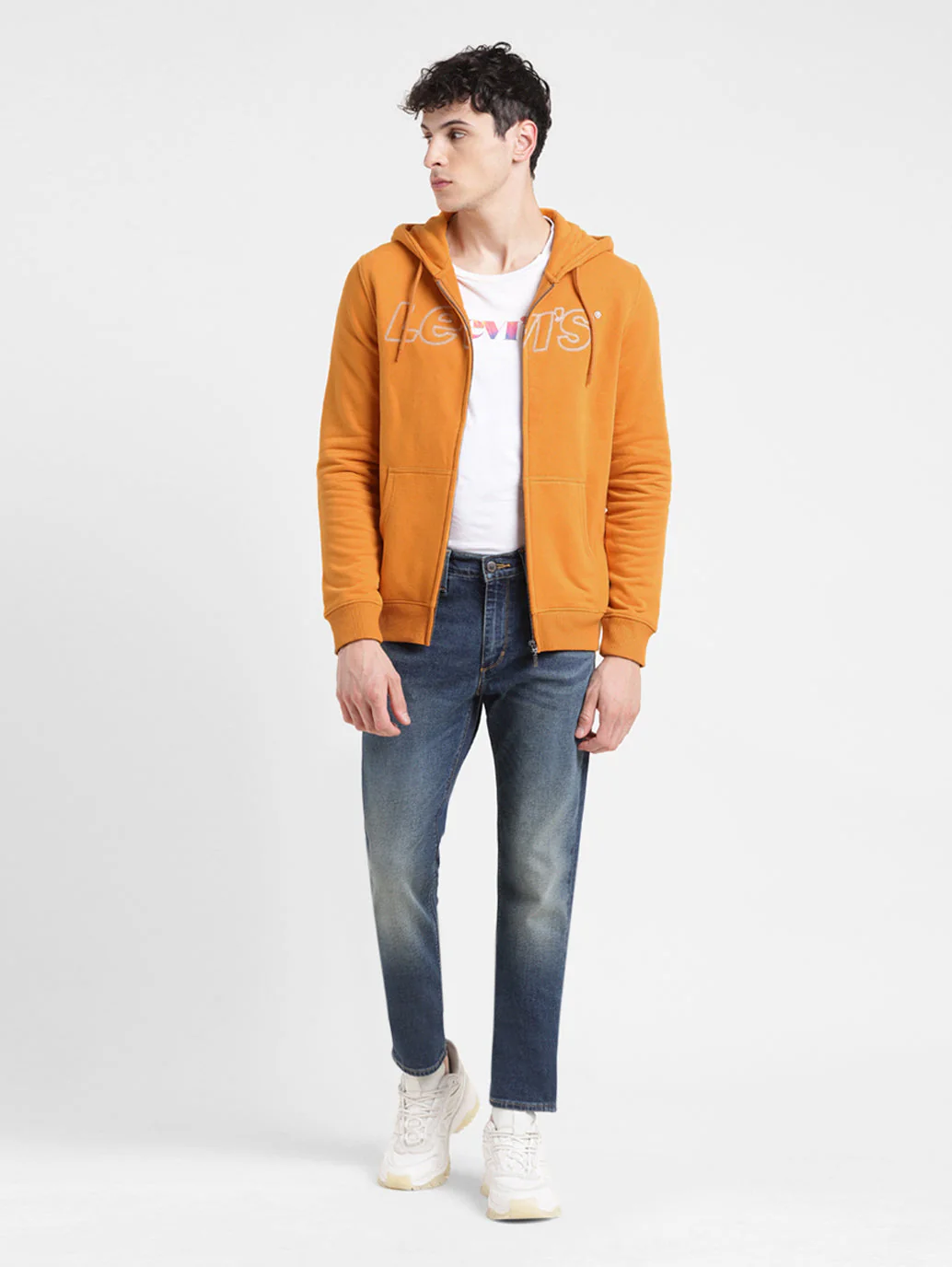 Men's Solid Orange Hooded Sweatshirt - Image 6