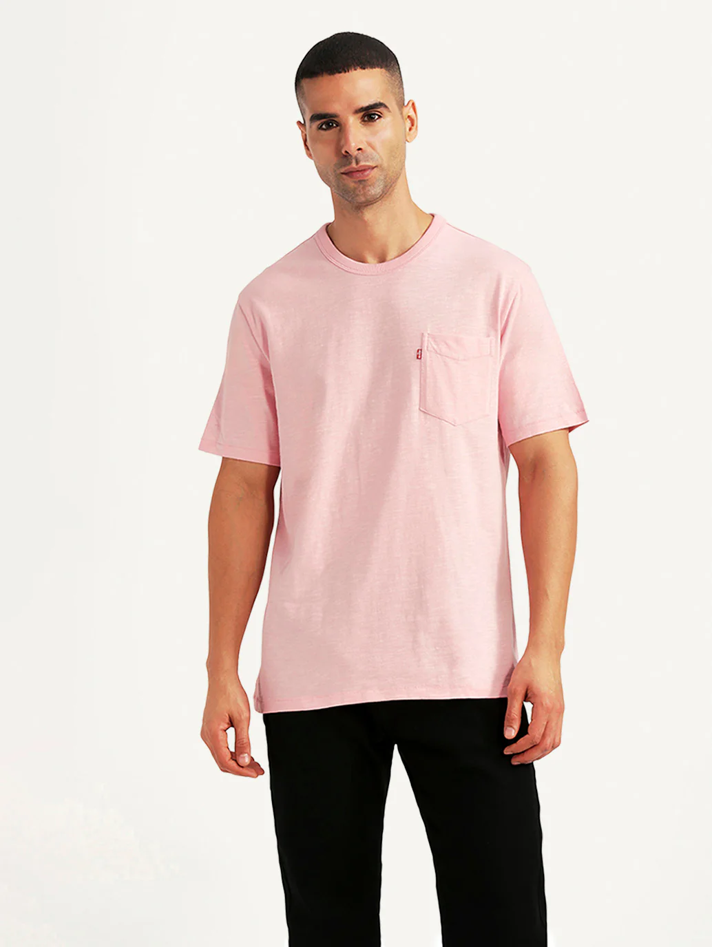 Men's Solid Pink Slim Fit T-shirt - Image 2