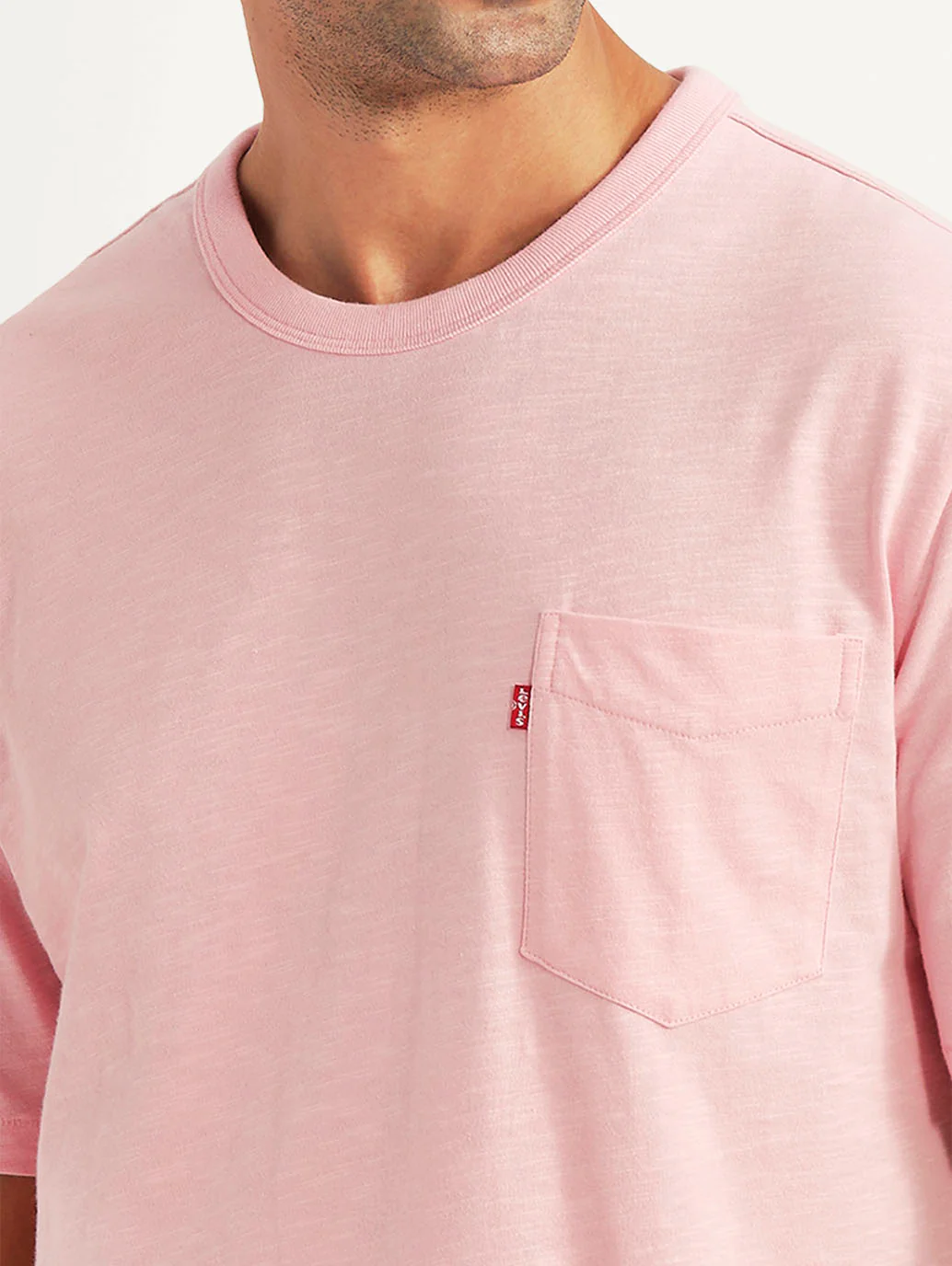 Men's Solid Pink Slim Fit T-shirt - Image 4