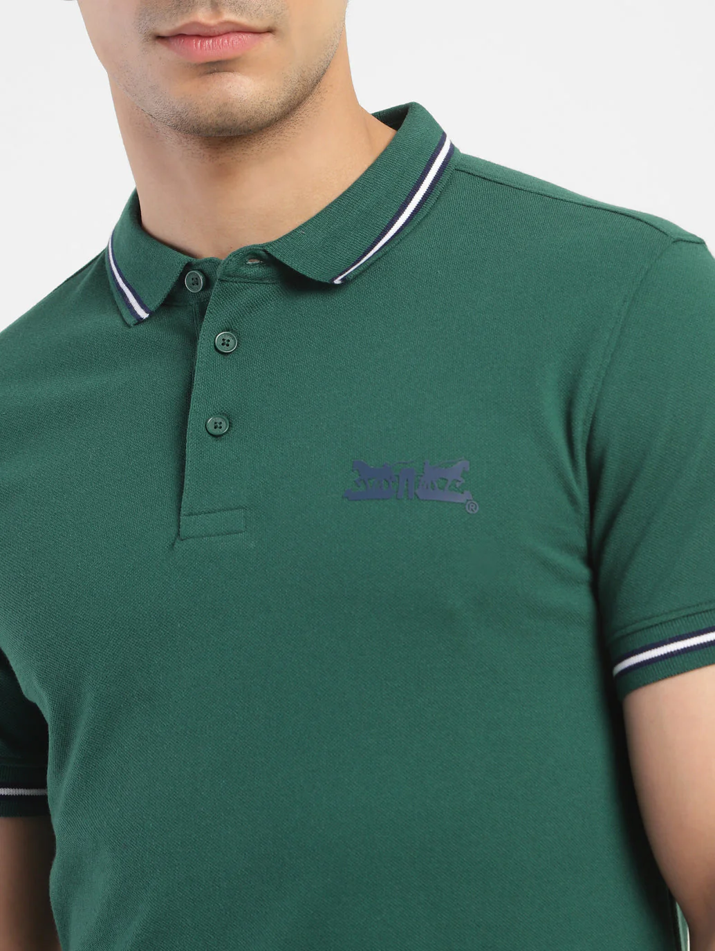 Men's Solid Polo T-shirt Green - Image 6