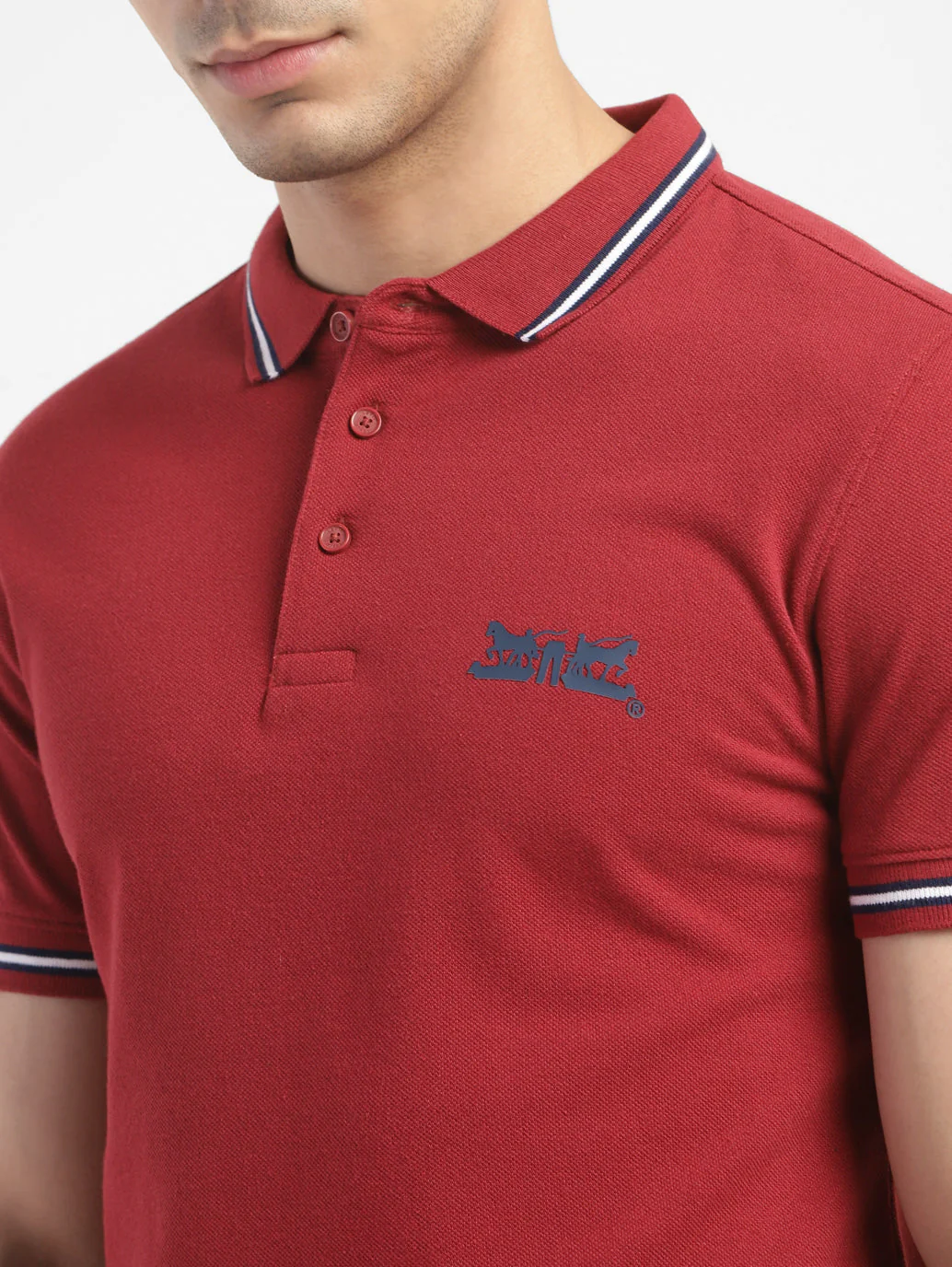 Men's Solid Polo T-shirt Red - Image 6