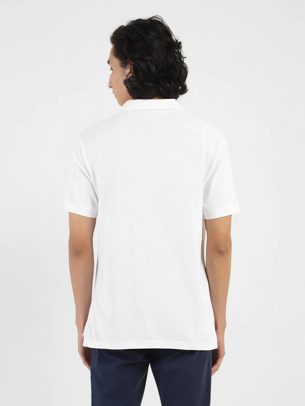 Men's Solid Polo T-shirt White - Image 3
