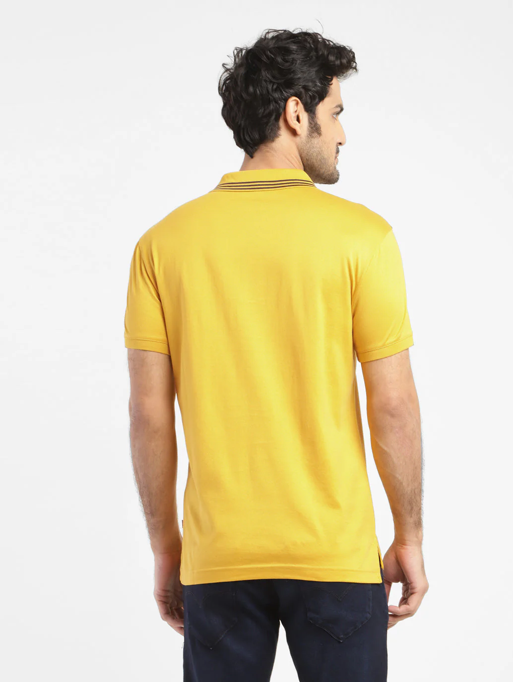 Men's Solid Polo T-shirt Yellow - Image 3