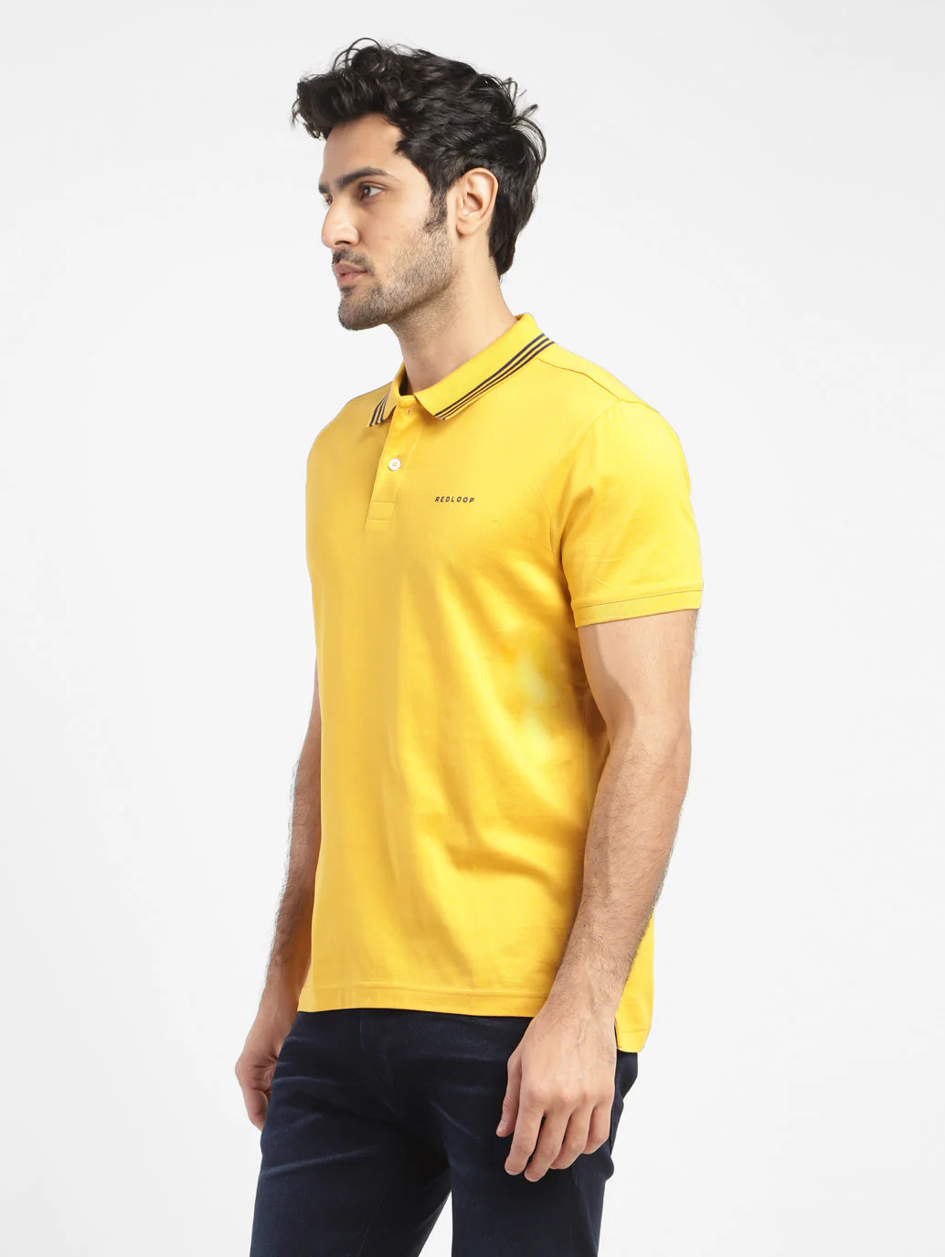 Men's Solid Polo T-shirt Yellow - Image 4