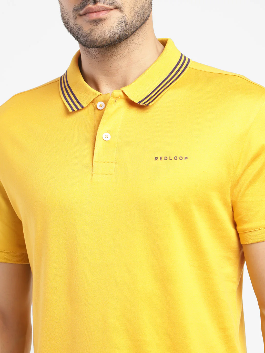 Men's Solid Polo T-shirt Yellow - Image 5
