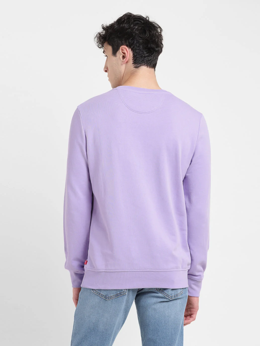 Men's Solid Purple Crew Neck Sweatshirt - Image 3