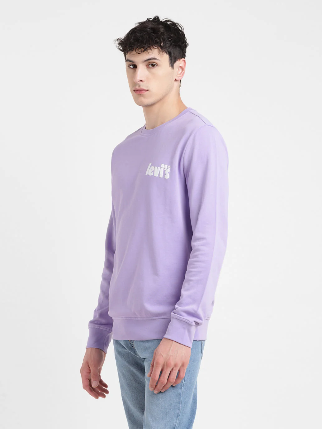 Men's Solid Purple Crew Neck Sweatshirt - Image 4